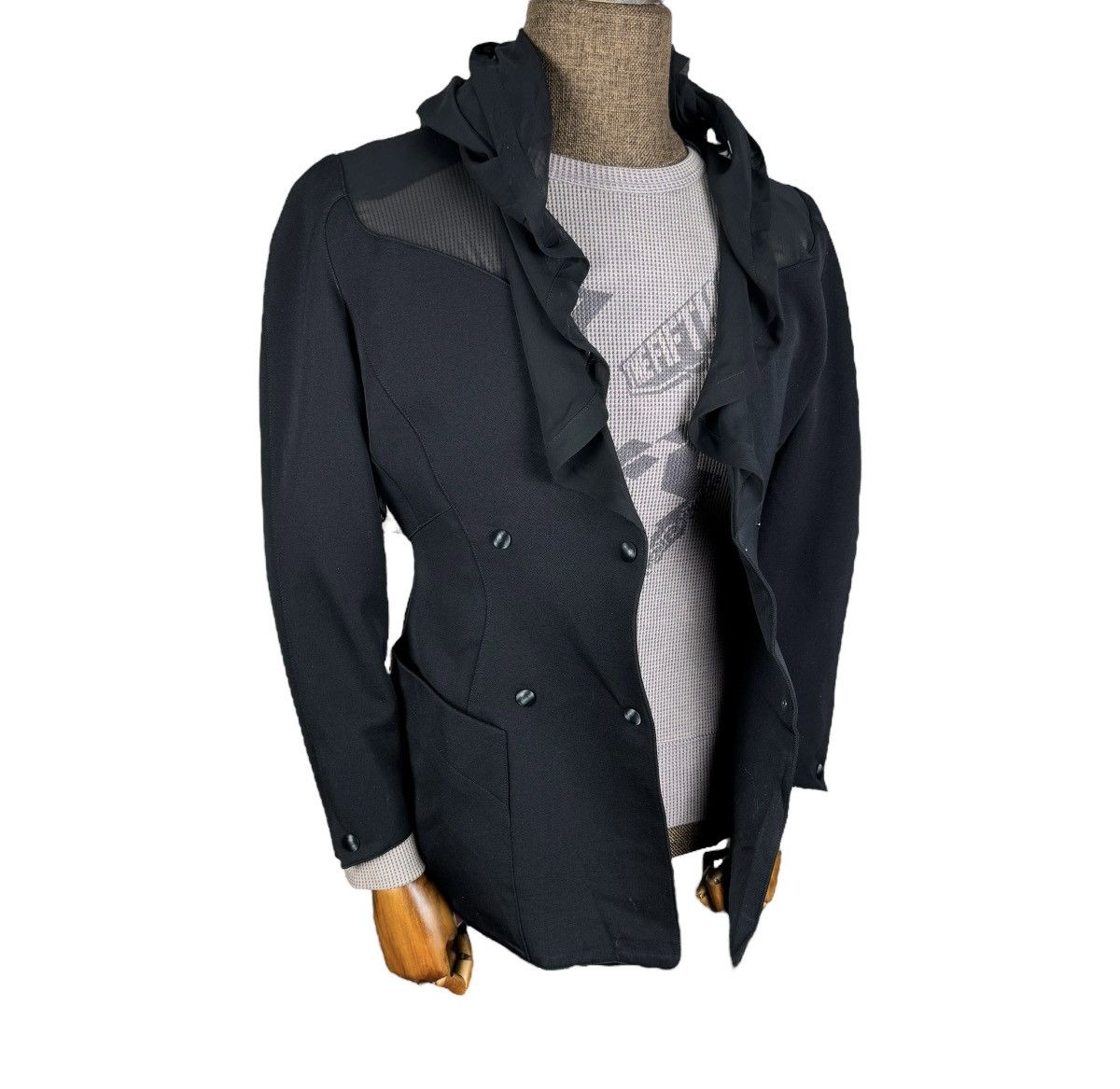Thierry Mugler 🌟THIERRY MUGLER HOODIE DOUBLE BREASTED WOOL JACKET Size M / US 6-8 / IT 42-44 - 2 Thumbnail