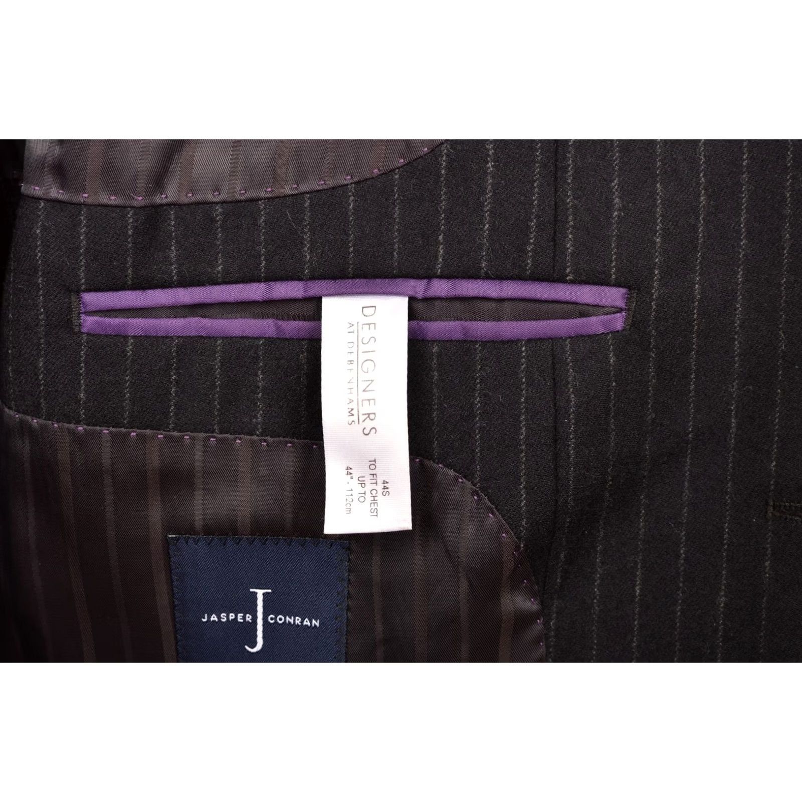 Jasper Conran DDP Jasper Conran Black Wool Striped Blazer 44S Men Blazer Mens Size 44 Black Wool Striped Blazer 90s Event Jewelry? Size 44R - 6 Thumbnail