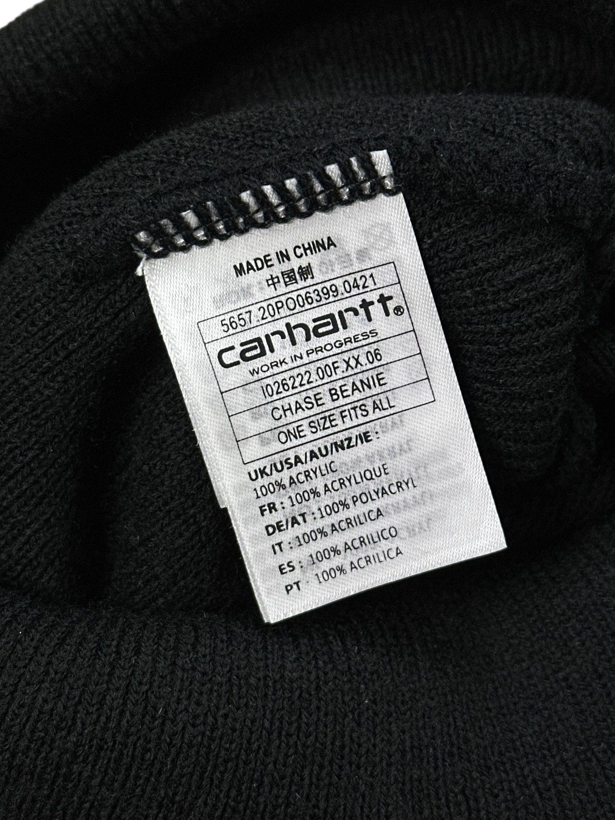 Carhartt Wip Carhartt WIP Chase Beanie Hat Black Size ONE SIZE - 6 Thumbnail