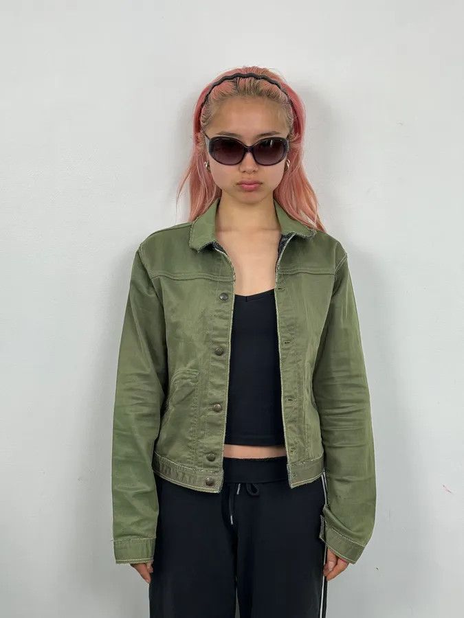 Marithe + Francois Girbaud 1990s Marithé + François Girbaud Khaki Cropped Cargo Denim Jacket Size US S / EU 44-46 / 1 - 2 Thumbnail