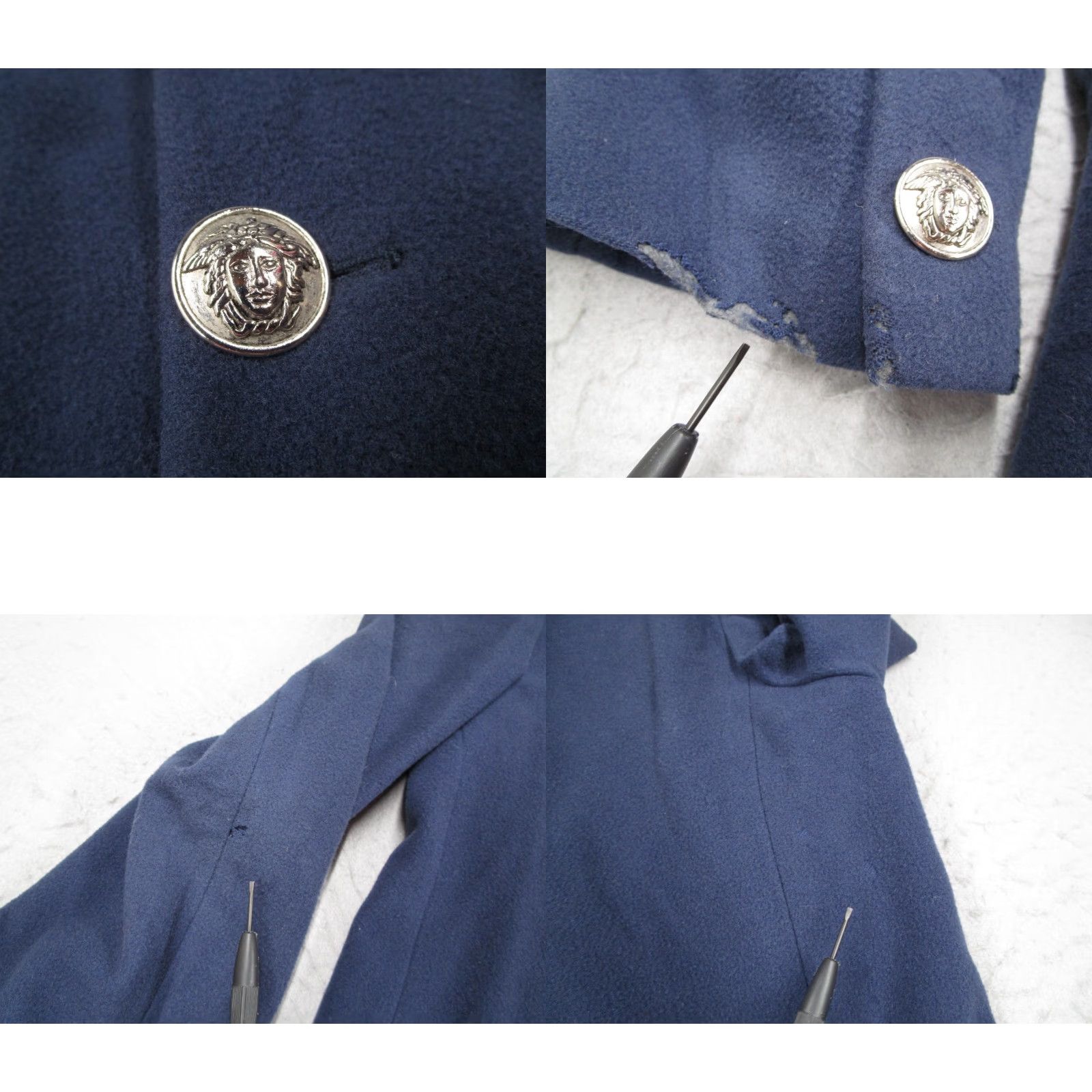 Versace VINTAGE Versace Jeans Couture Blazer Men's 42 Regular Blue Wool Blend 90s Italian Classic Size 42R - 8 Thumbnail