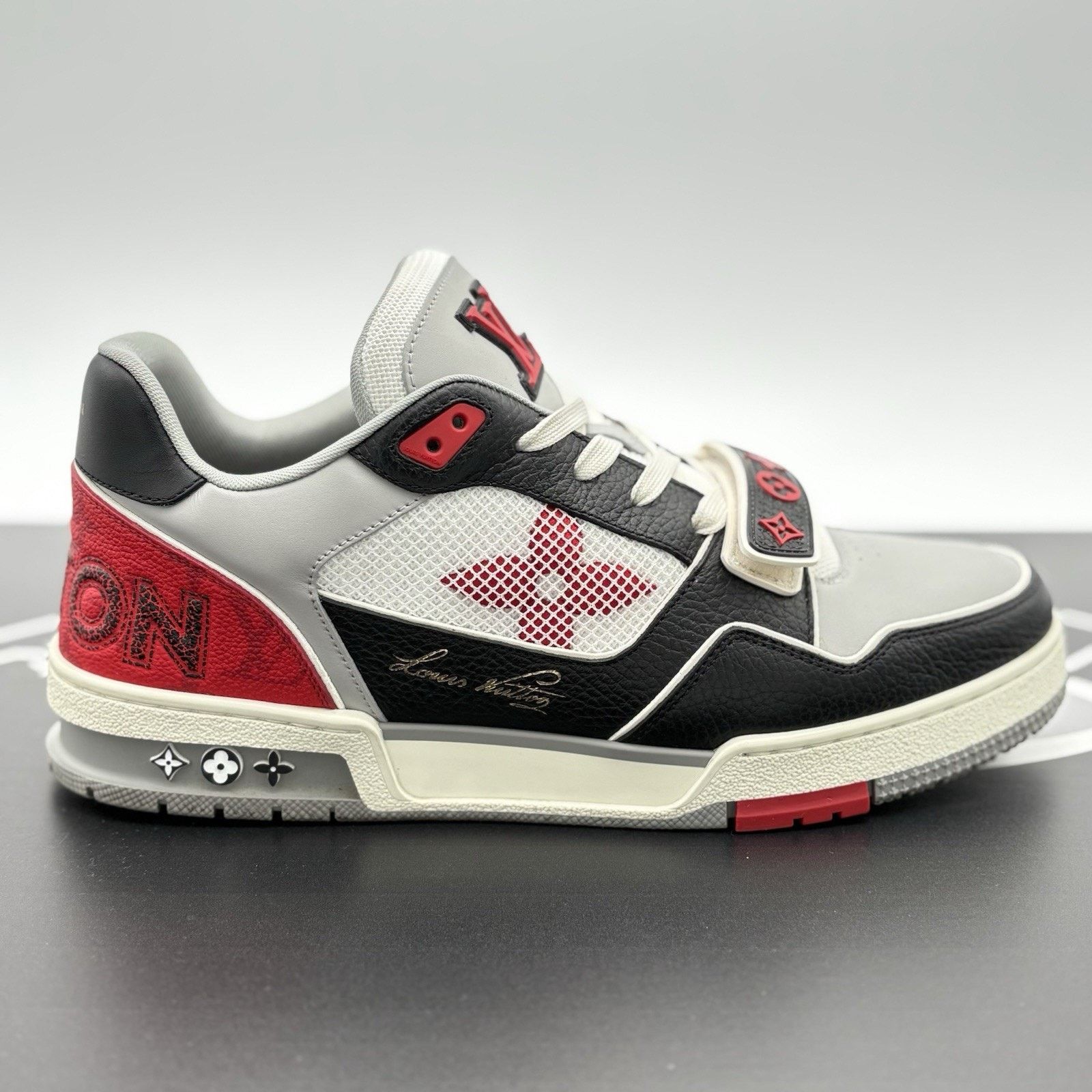 Louis Vuitton Louis Vuitton Trainer Strap ' Red Grey Black ' | CLEAN! Size US 11 / EU 44 - 2 Thumbnail