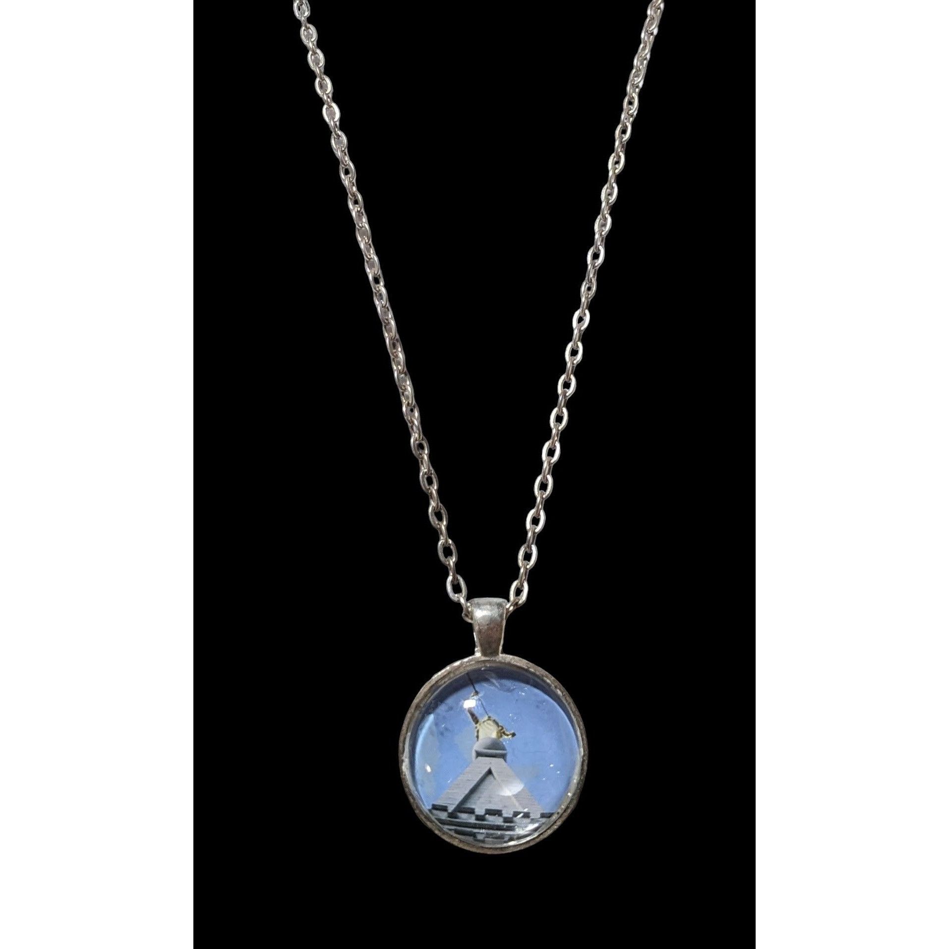 Other Blue And White Statue Photo Pendant Necklace Size ONE SIZE - 2 Thumbnail