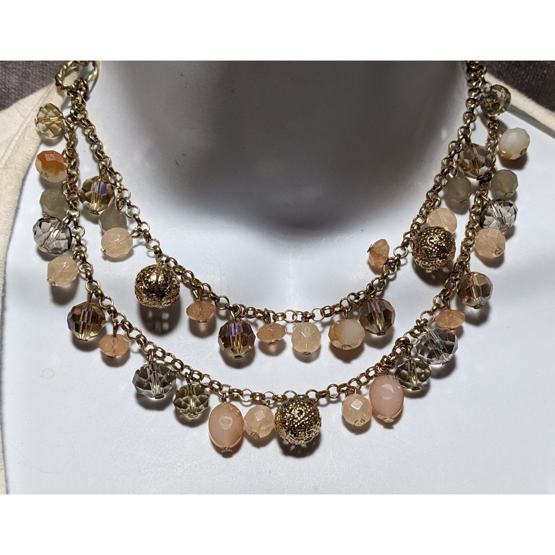 Other Peach And Gold Multilayer Beaded Necklace Size ONE SIZE - 4 Thumbnail