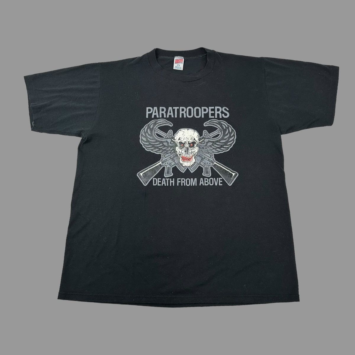 Image of Made In USA x Military Vintage 1990S Paratroopers Skull Tshirt in Black, Men's (Size XL)