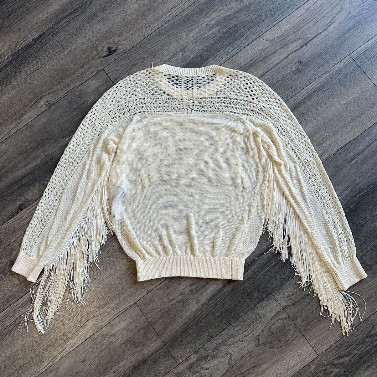 TWINSET TWINSET Milano Cable Knit Fringe Ivory Color Sweater Size M / US 6-8 / IT 42-44 - 8 Thumbnail