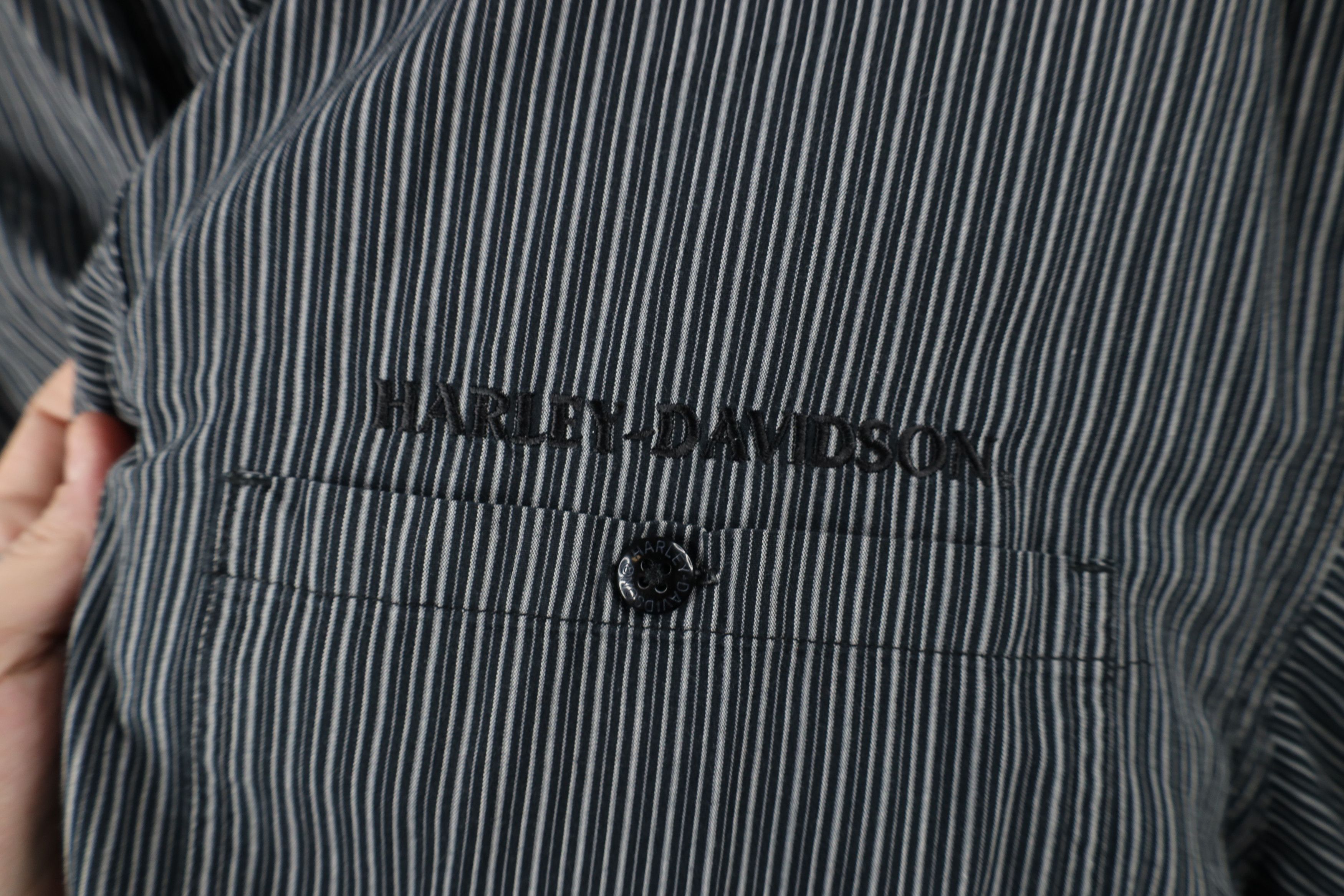 Harley Davidson × Vintage Vintage Harley Davidson Striped Collared Button Down Shirt Size US XL / EU 56 / 4 - 5 Thumbnail