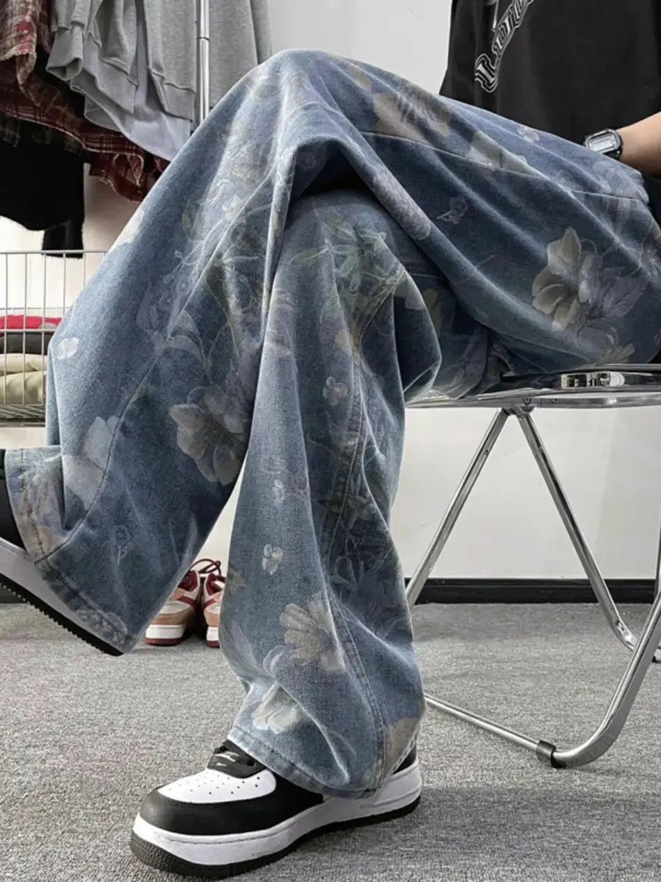Japanese Brand Hip hop straight leg wide leg printed jeans Size US 32 / EU 48 - 3 Thumbnail