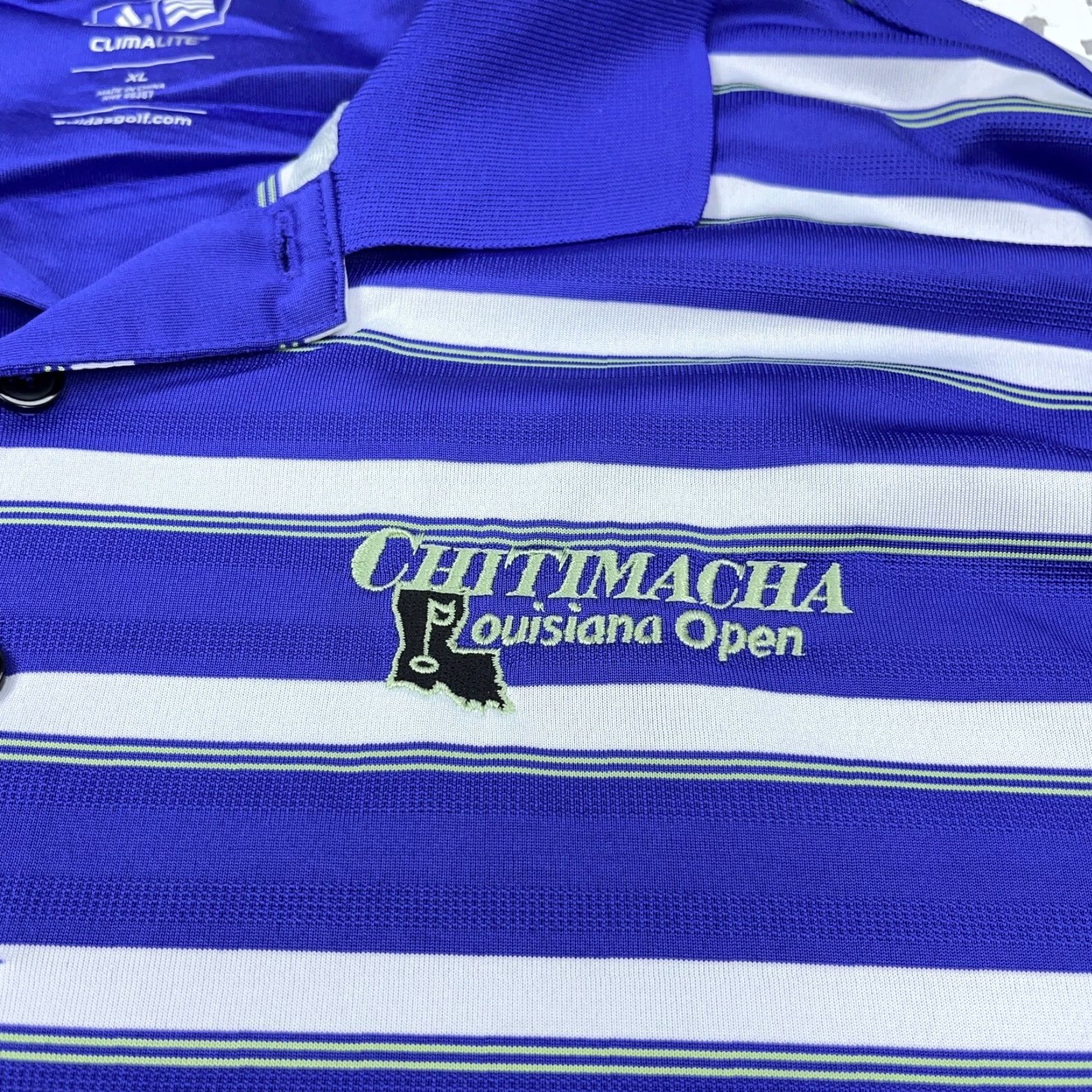 Adidas Adidas Golf Polo Shirt Men XL Purple Striped Performance Chitimacha Clima Lite Size US XL / EU 56 / 4 - 4 Thumbnail