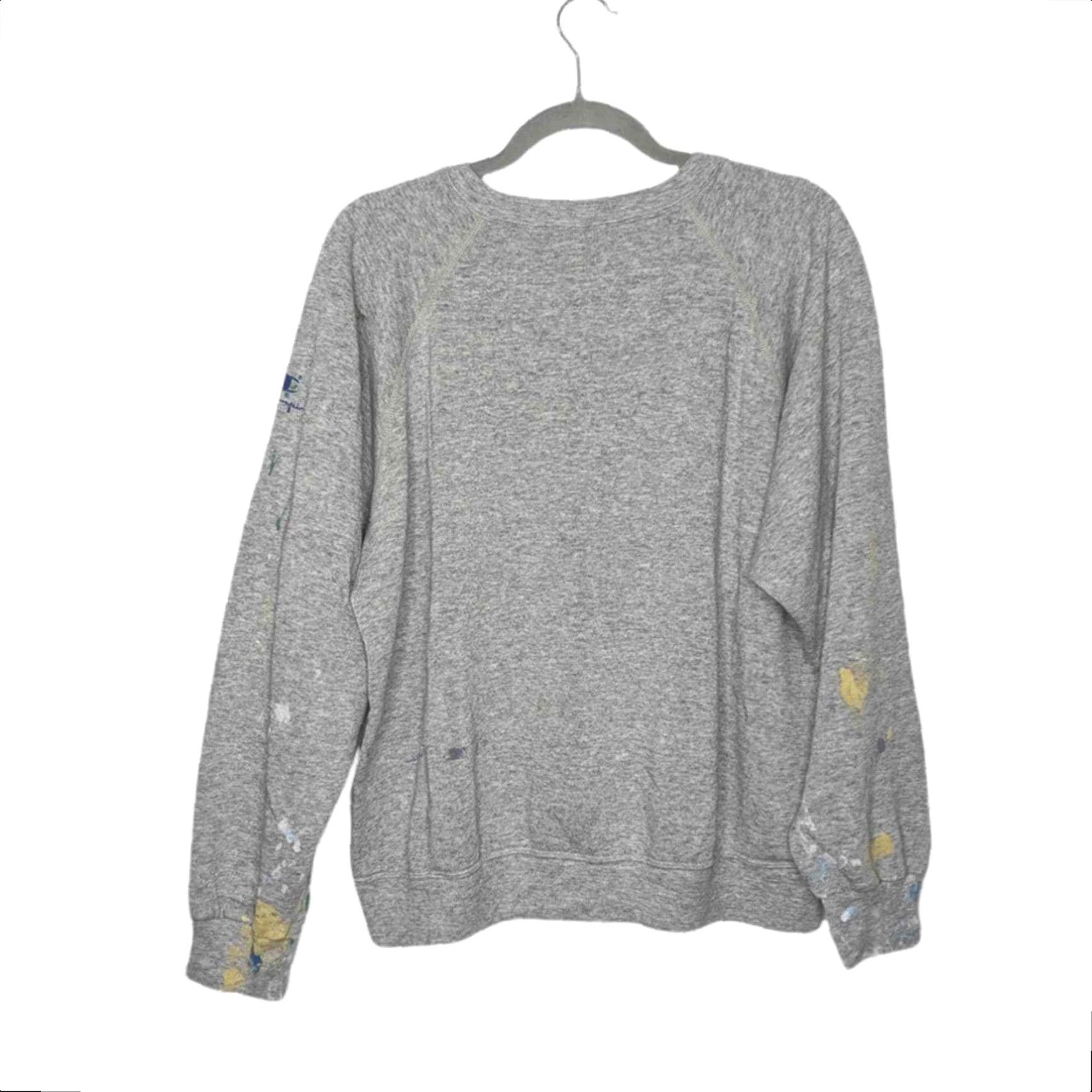Champion VINTAGE Champion Raglan Logo Spellout Sweatshirt Distressed Paint Splatter Gray XL Unisex Adults Pullover Sweatshirt Size US XL / EU 56 / 4 - 4 Thumbnail