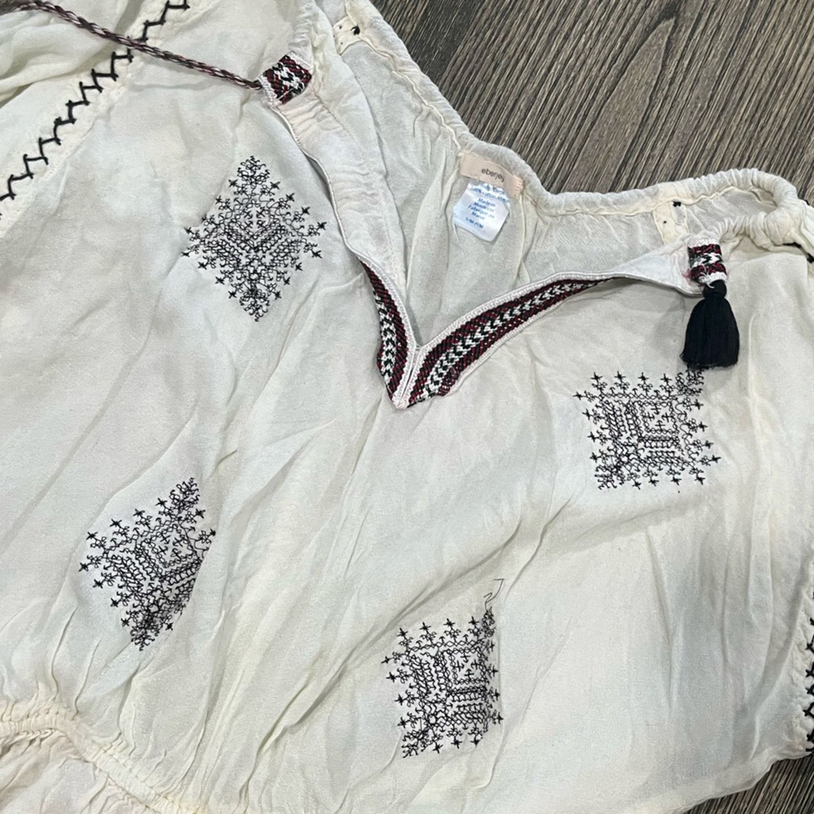 Eberjey Eberjey Playsuit Nador Rhea Romper Tasseled Embroidered S/M Size 26" / US 2 / IT 38 - 3 Thumbnail