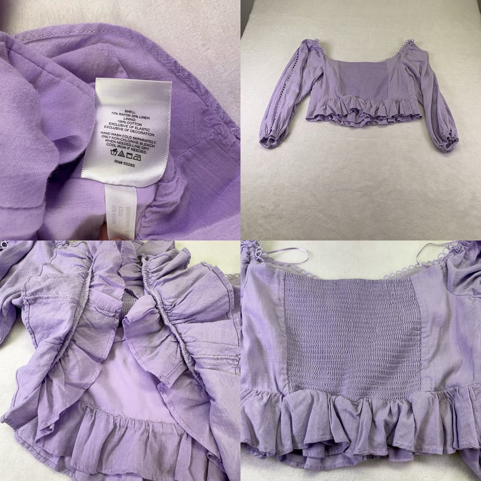 Express VINTAGE Express Off Shoulder Cropped Blouse Purple XL ropes? Size XL / US 12-14 / IT 48-50 - 8 Thumbnail