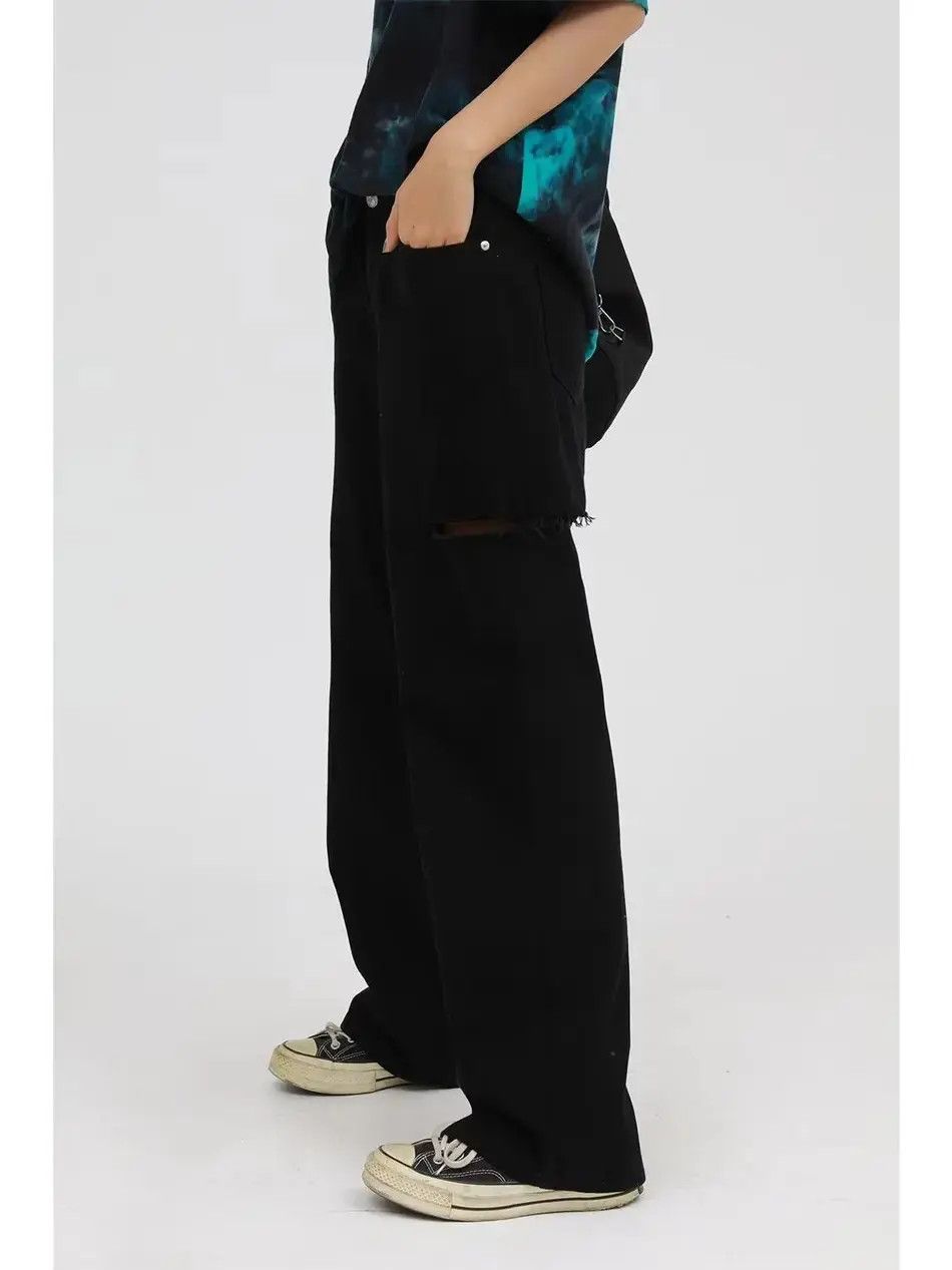 Japanese Brand Black micro flared wide leg jeans Size US 32 / EU 48 - 5 Thumbnail