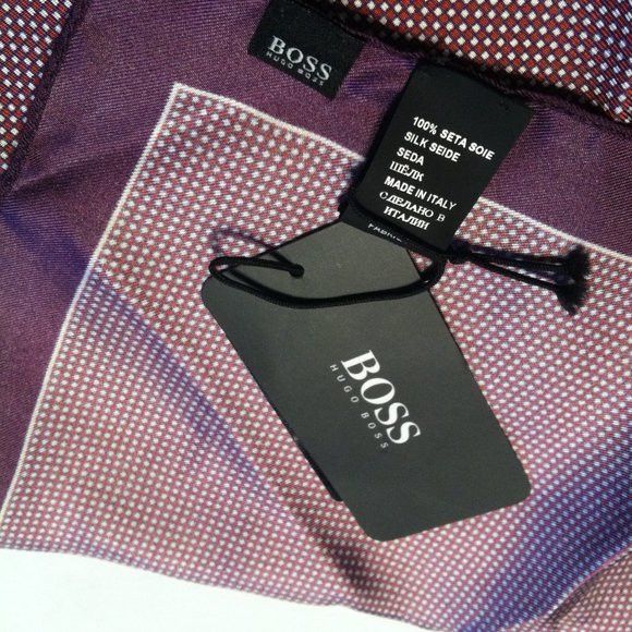 Hugo Boss HUGO BOSS MENS NEW PURPLE 100%SILK POCKET SQUARE 13" X 13" Size ONE SIZE - 3 Thumbnail