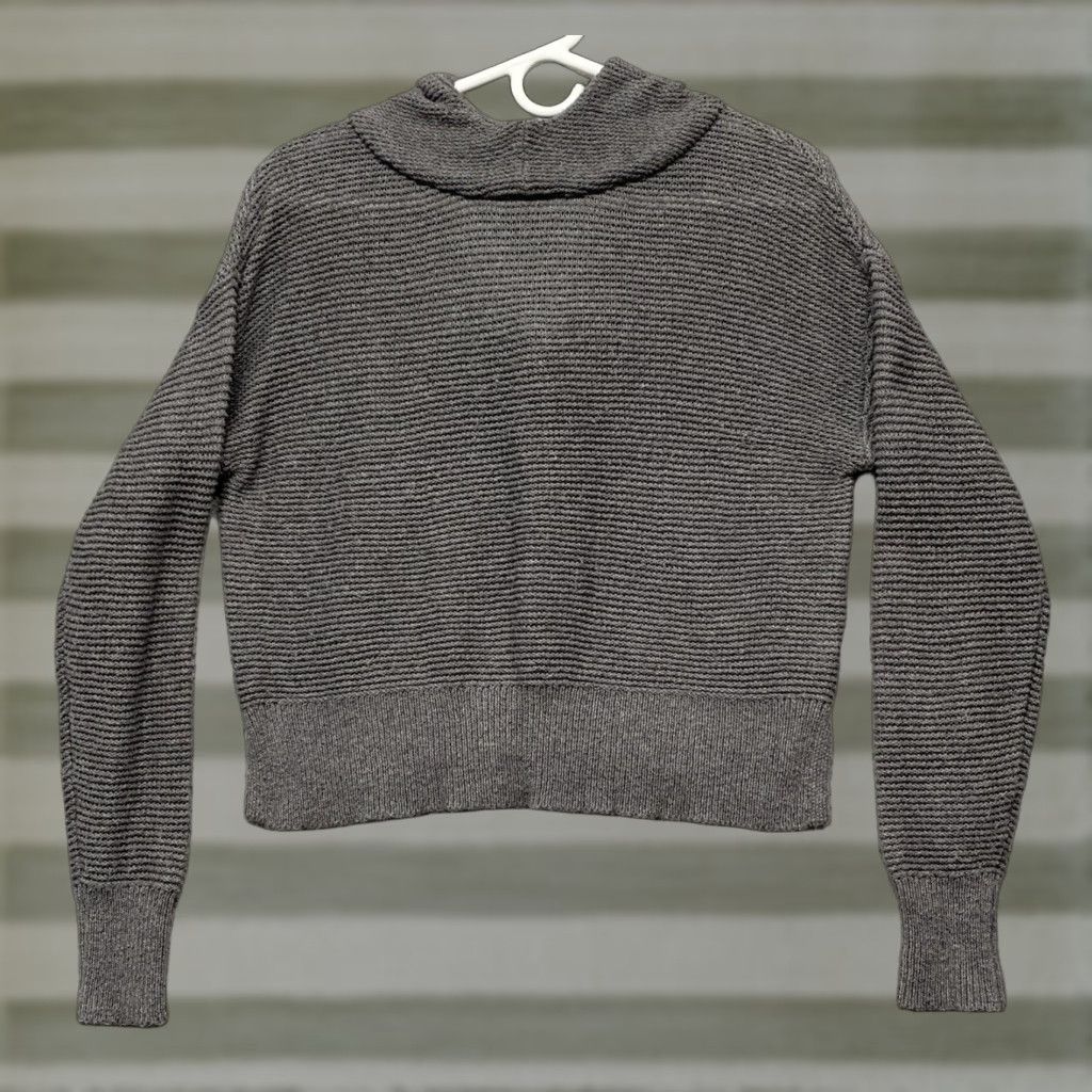 Vintage All in Motion Womens Gray Cropped Hooded Sweater Top XS 3" Slits NWOT Cotton Poly Knit Open-Knit Pullover Hoodie Christmas Fall Winter Womens Size XS / US 0-2 / IT 36-38 - 1 Thumbnail