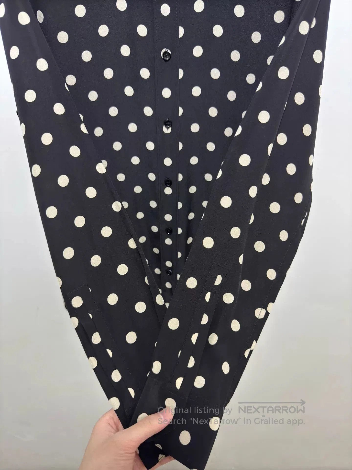 Saint Laurent Paris Black Polka Dot Long Sleeve Button-Up Shirt. Size US XXS / EU 40 - 4 Thumbnail