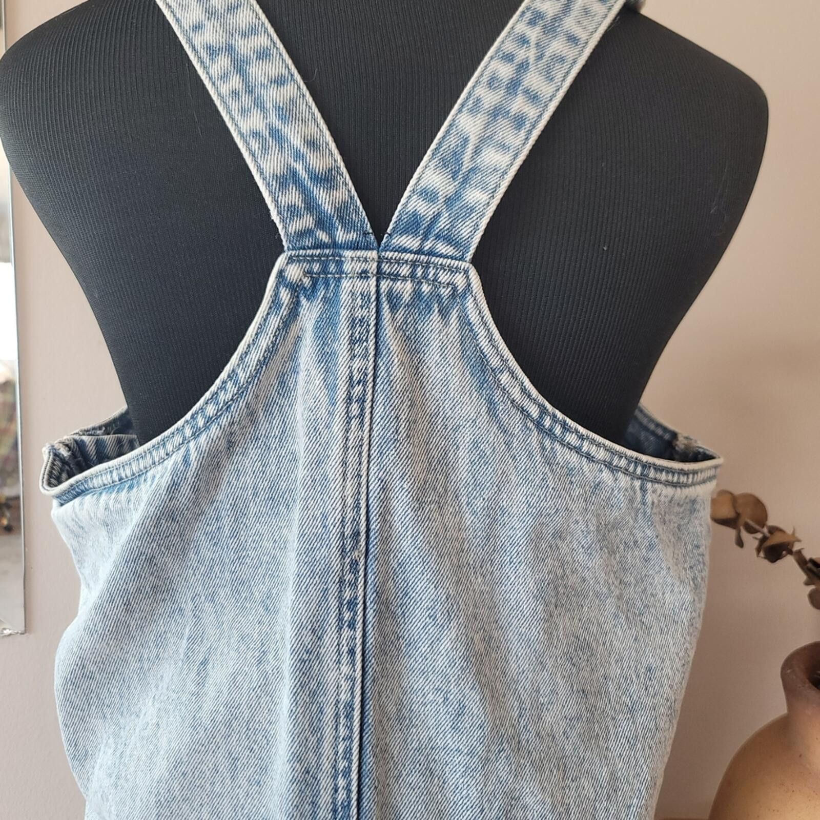 Other Acid Wash Denim Pinafore Overall Dress Sz M Grunge Minimal Size M / US 6-8 / IT 42-44 - 6 Thumbnail