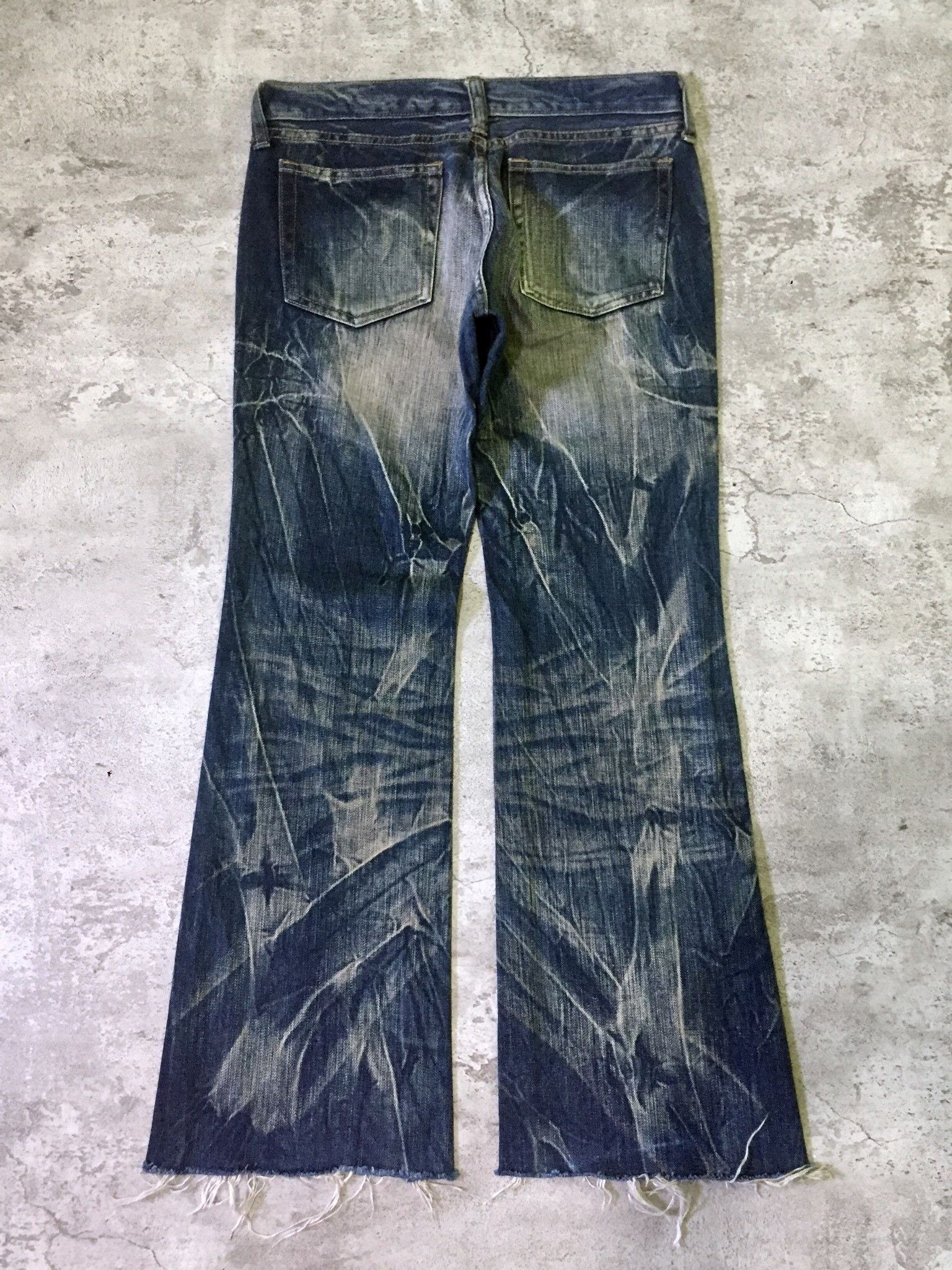 If Six Was Nine Jackrose Whiskered Wash Studed Flare Denim Pants Size US 29 - 6 Thumbnail