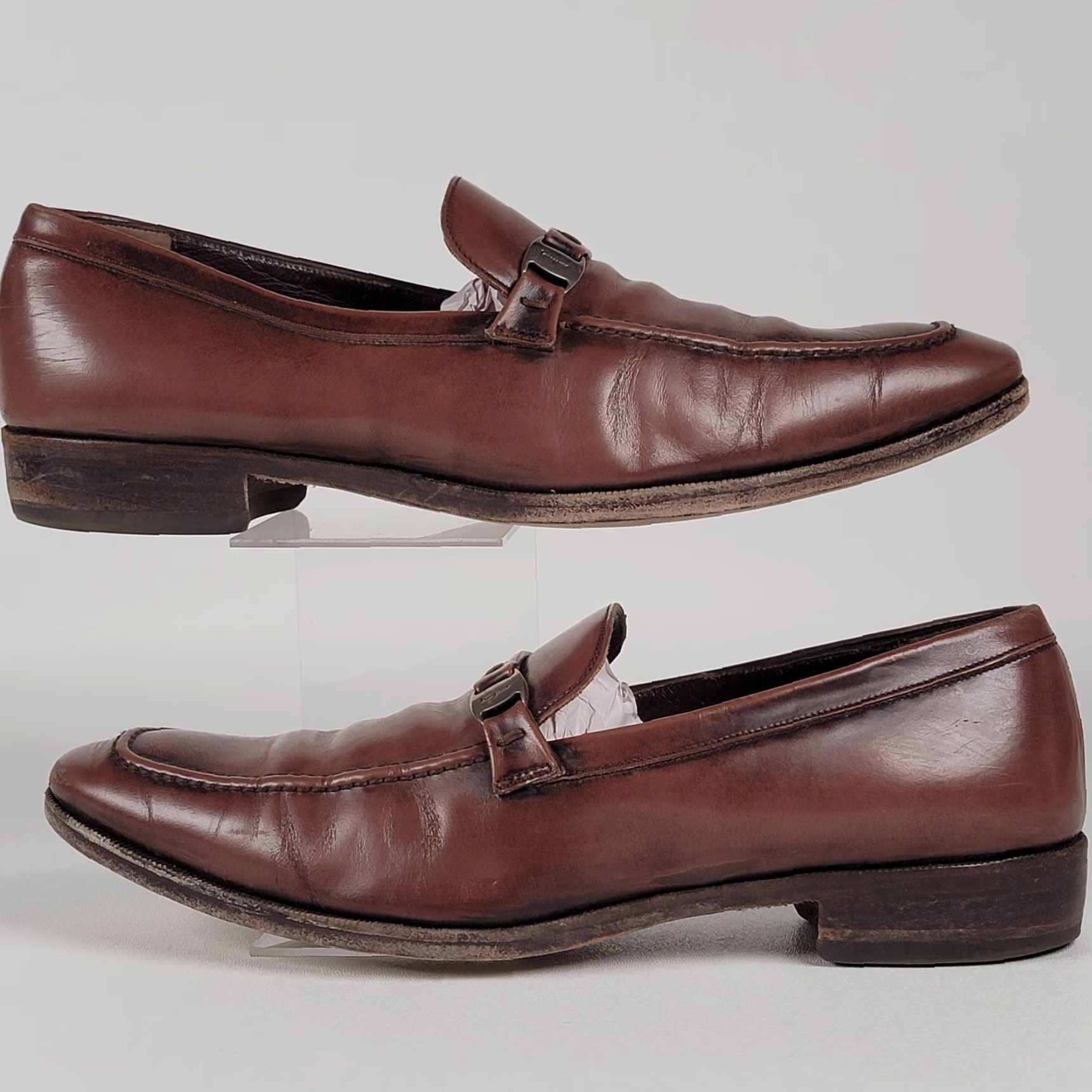 Salvatore Ferragamo Salvatore Ferragamo Dress Loafer Shoes Brown 9.5 D Men Split Square Toe Leather Slip On Made in Italy Mens Size US 10 / EU 43 - 4 Thumbnail