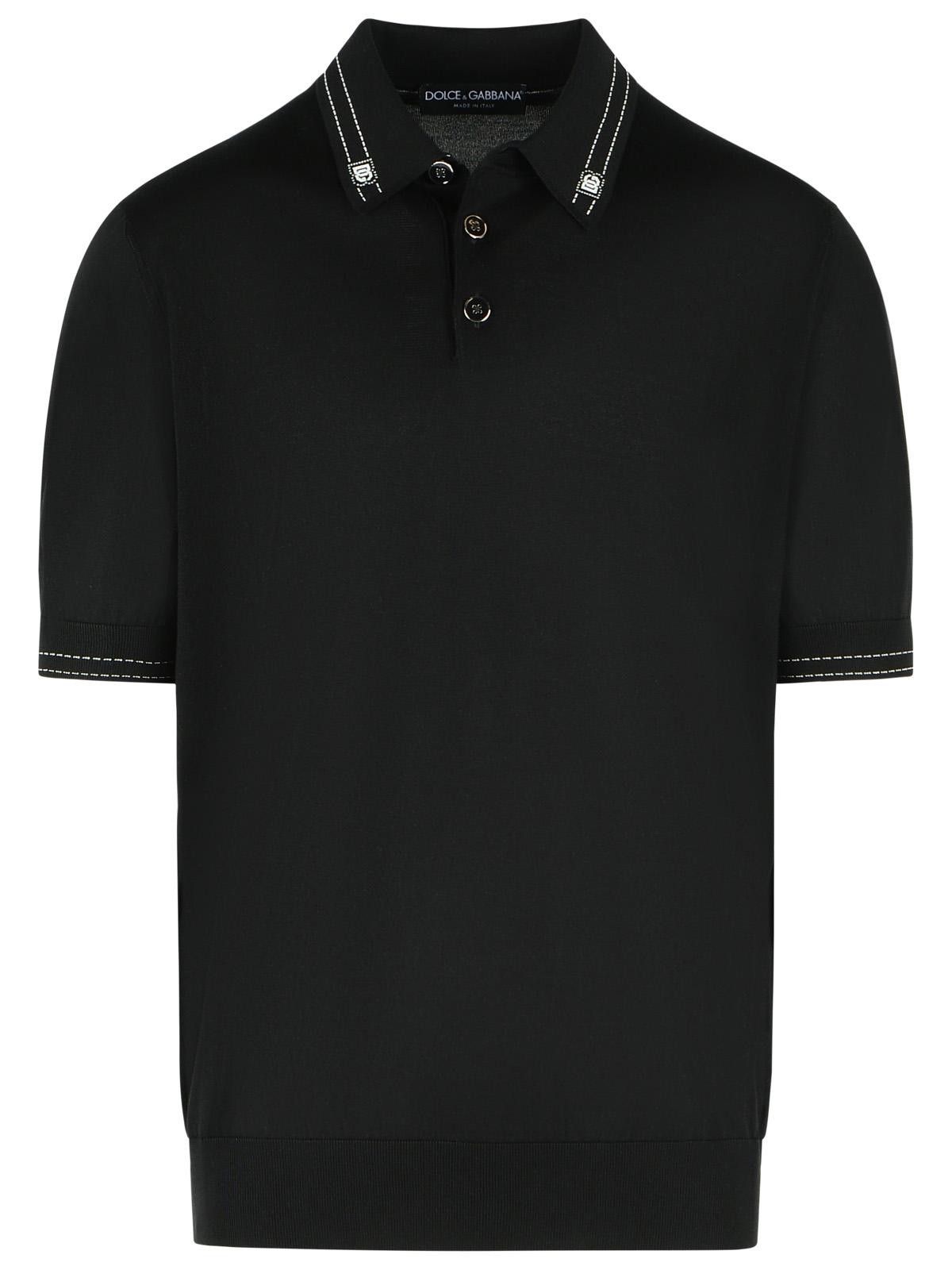 Dolce & Gabbana DOLCE & GABBANA Black Silk Polo Shirt Size US L / EU 52-54 / 3 - 1 Thumbnail