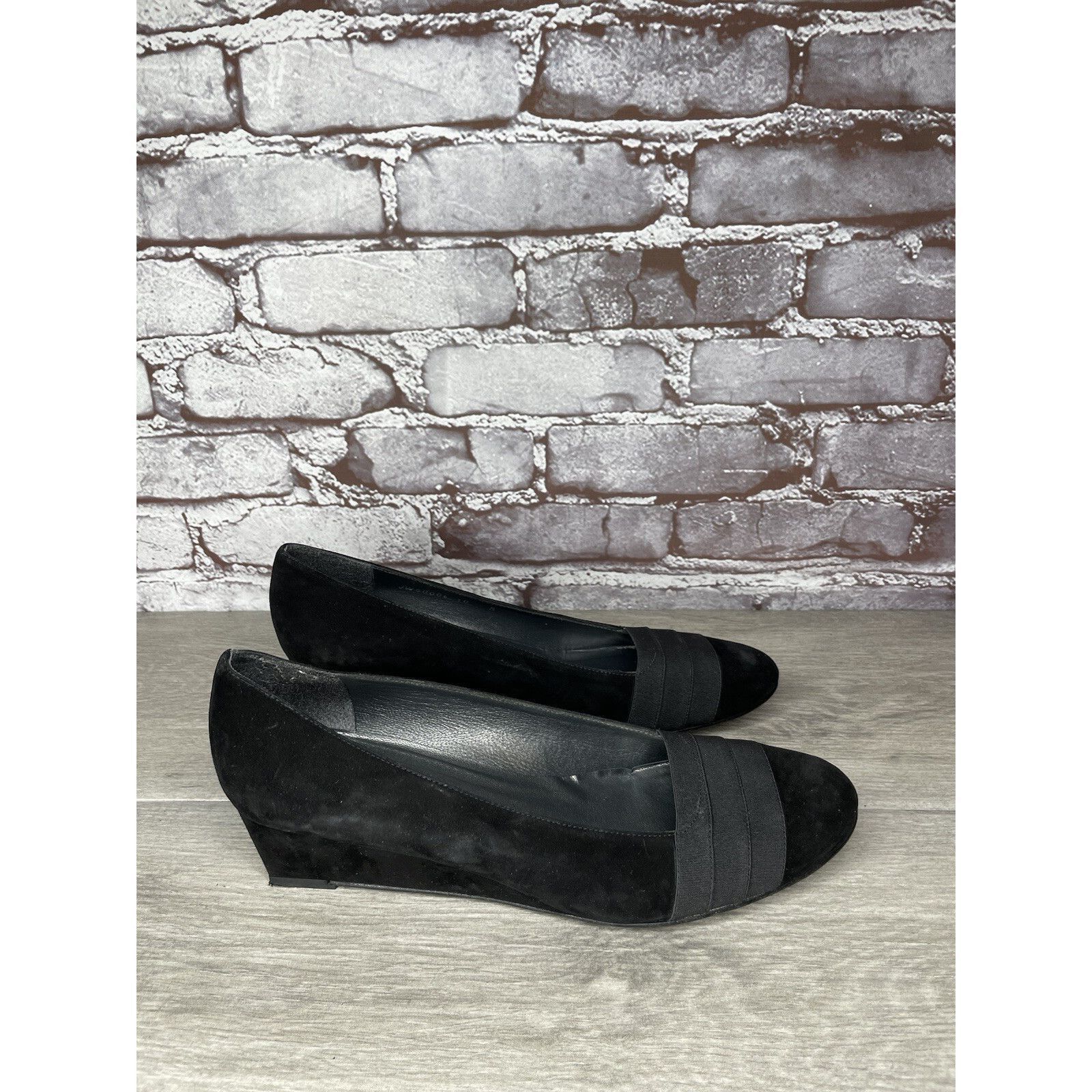 Stuart Weitzman Stuart Weitzman Black Suede Leather High Wedge Pumps Shoes W Size US 10 / IT 40 - 15 Thumbnail