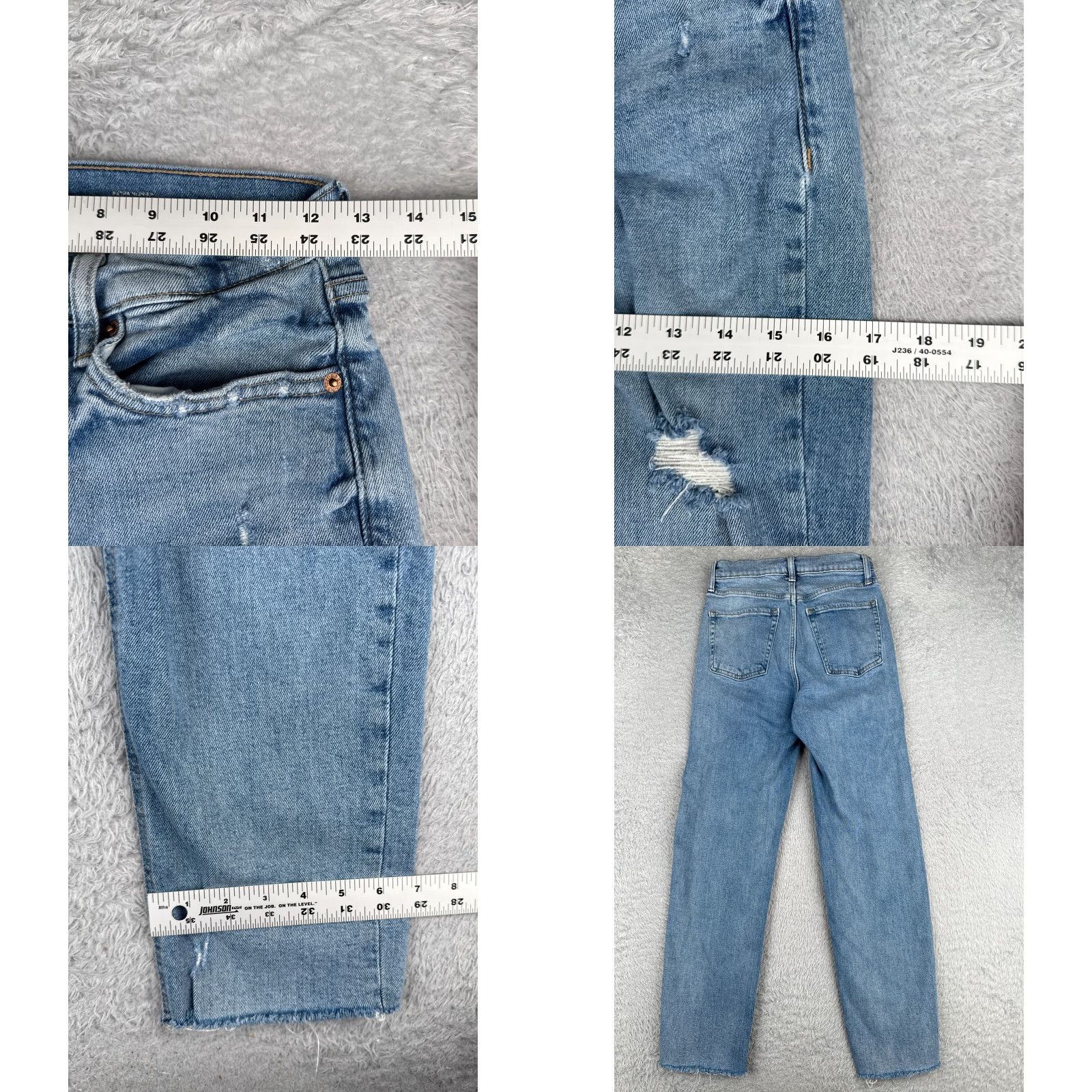 Old Navy VINTAGE: Old Navy Jeans Women 4 Blue Denim Distressed Straight Leg High Rise Cotton 25x28 Size 27" / US 4 / IT 40 - 9 Thumbnail