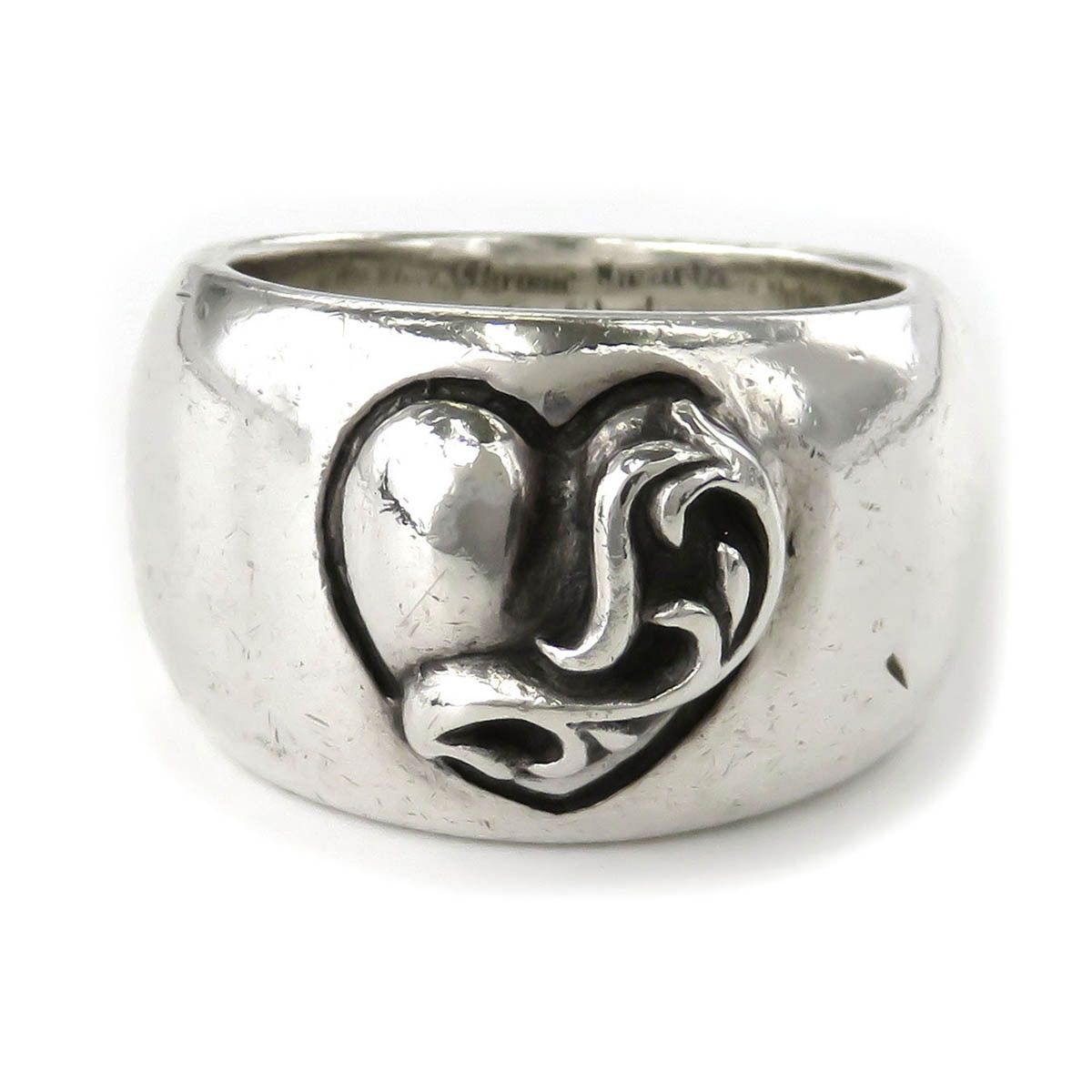 image of Chrome Hearts Heart Band Ring - Size 7 in Silver, Men's