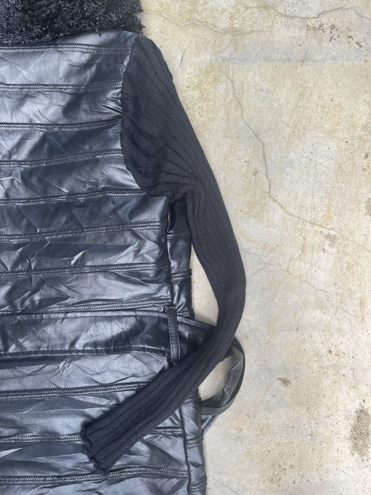 Japanese Brand Mieeion Black Faux Fur & PU Leather Jacket - Belted Size S / US 4 / IT 40 - 10 Thumbnail