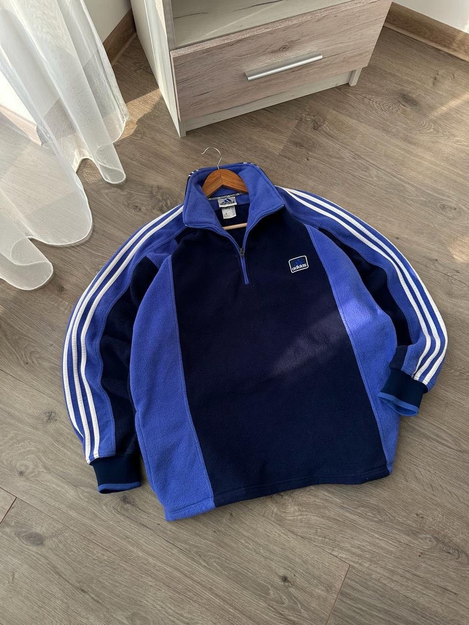 Adidas × Vintage Vintage Adidas 1/4 zip fleece blue hoodie Size US M / EU 48-50 / 2 - 13 Thumbnail