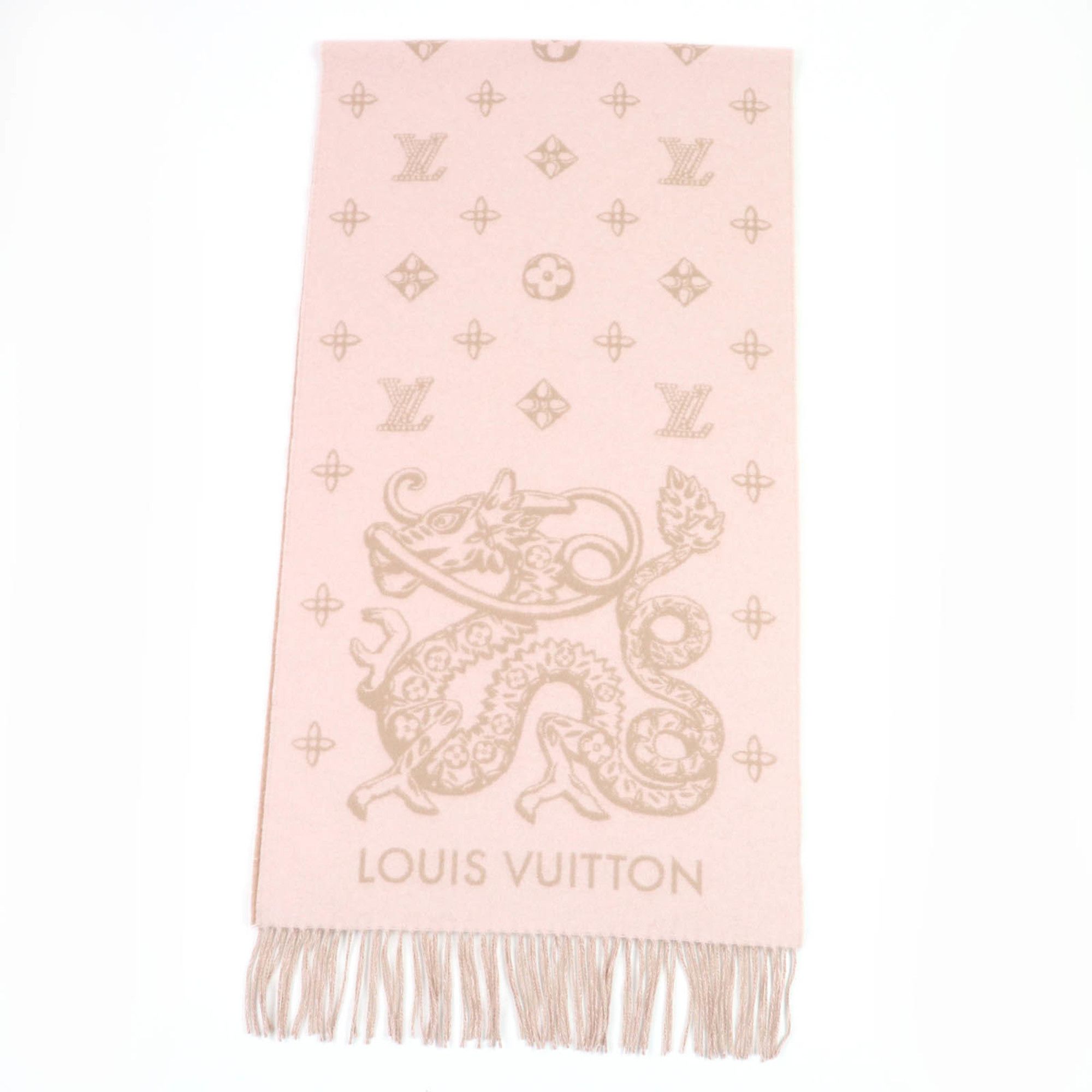 Louis Vuitton LOUIS VUITTON Echarpe Reykjavik Precious Dragon 100% Cashmere Scarf, M79543, Pink, Made in Italy, Authentic, Women's Size ONE SIZE - 1 Thumbnail