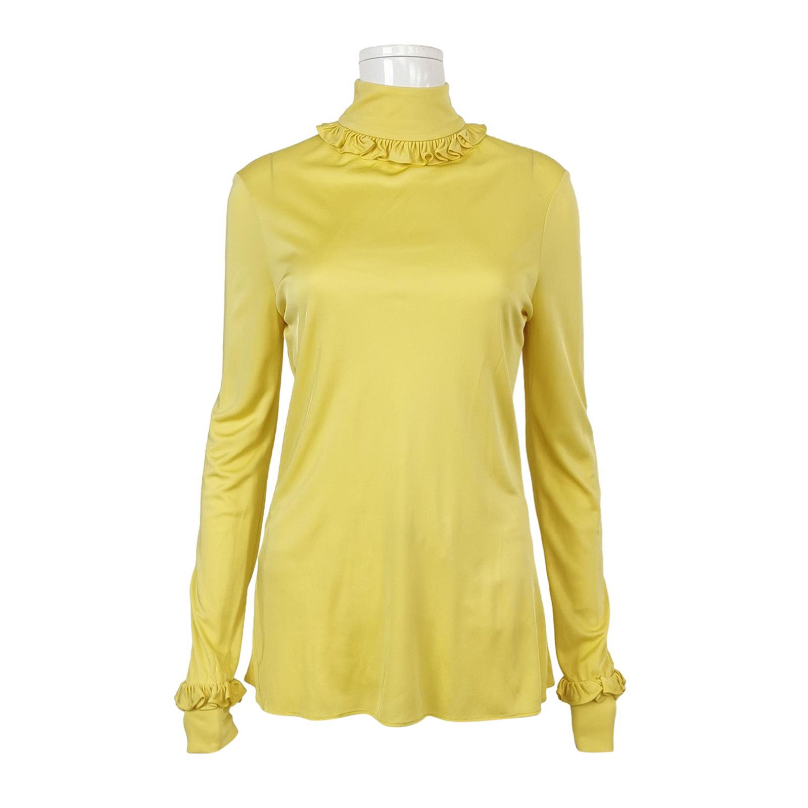 Prada Prada Yellow Long Sleeve Top with Ruffles - dmc Size S / US 4 / IT 40 - 1 Thumbnail