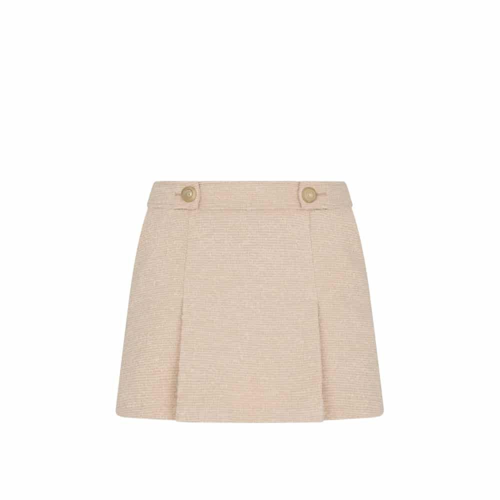 o1loc1c0126 GC5764 Virgin Wool Boucle Mini Skirt in Beige