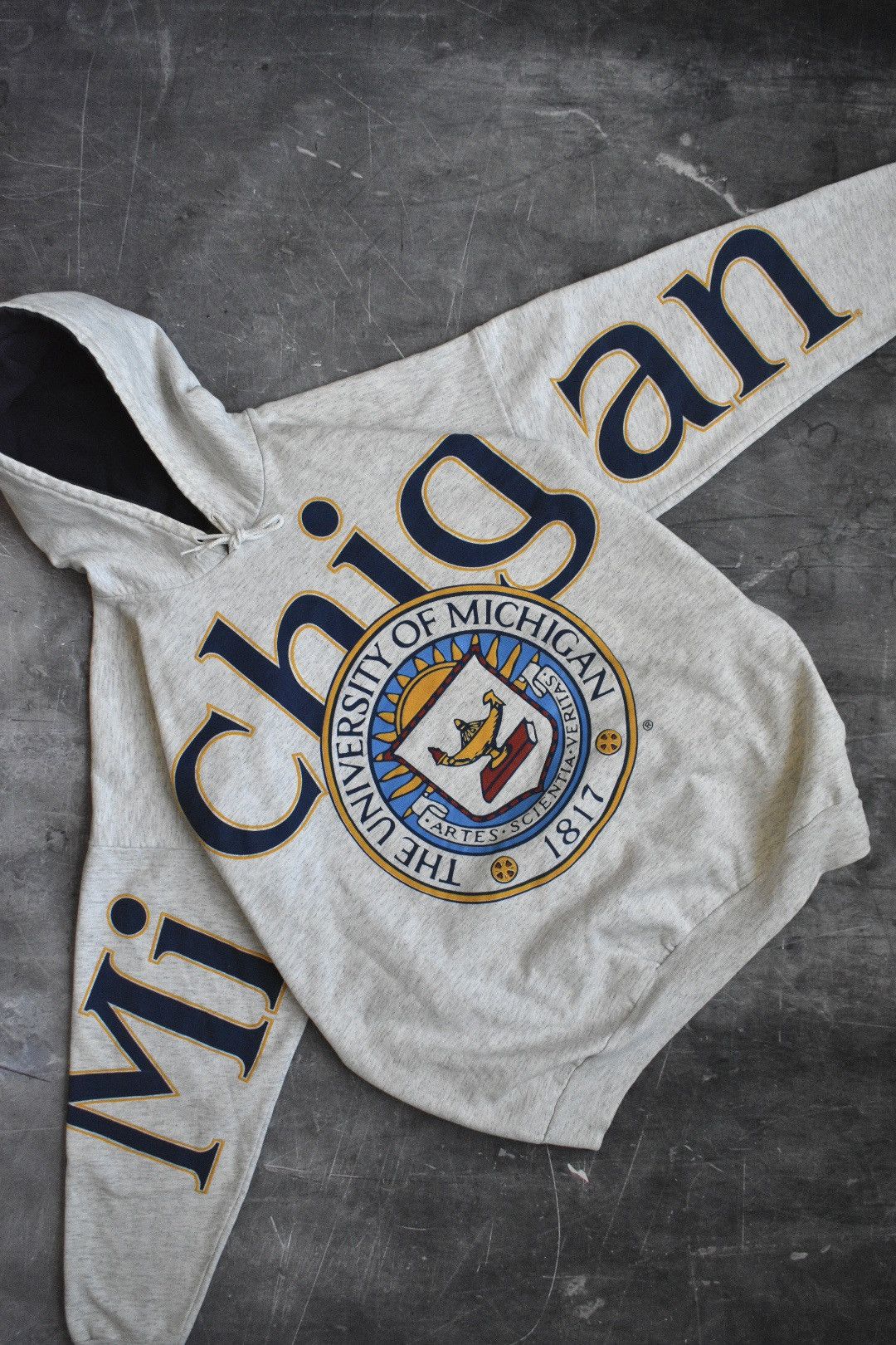 image of Made In USA x NCAA Vintage 90's Michigan University Hoodie (Xl) in Grey, Men's