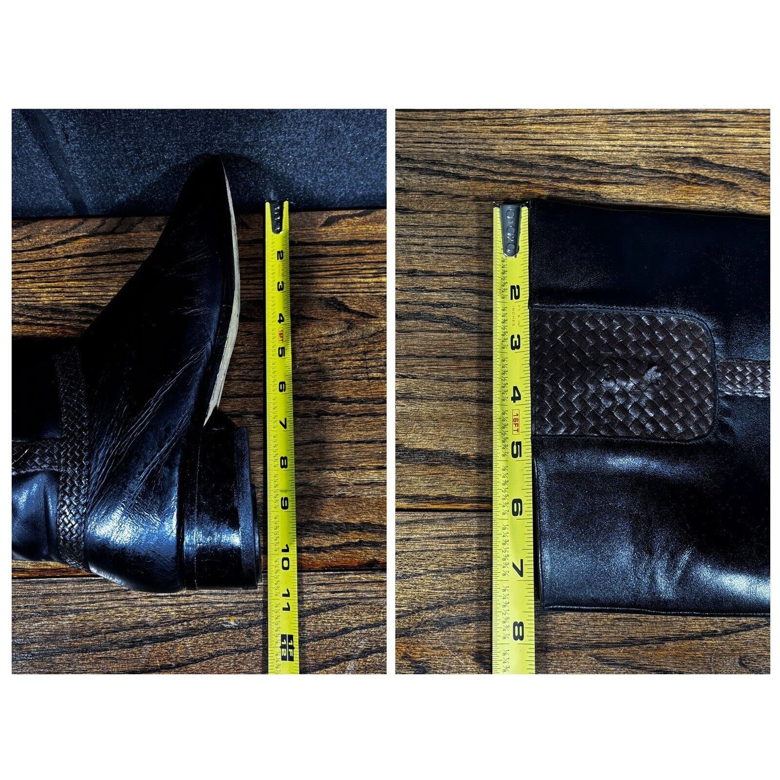 Other G. WIZ Black Leather Square Toe Knee High Campus Boots Size US 9.5 / IT 39.5 - 5 Thumbnail