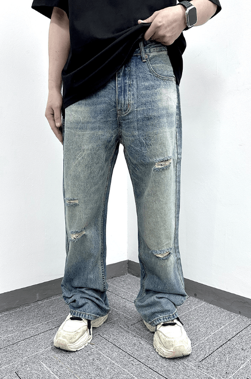 Japanese Brand × Vintage Retro simple classic distressed straight jeans Size US 32 / EU 48 - 2 Thumbnail