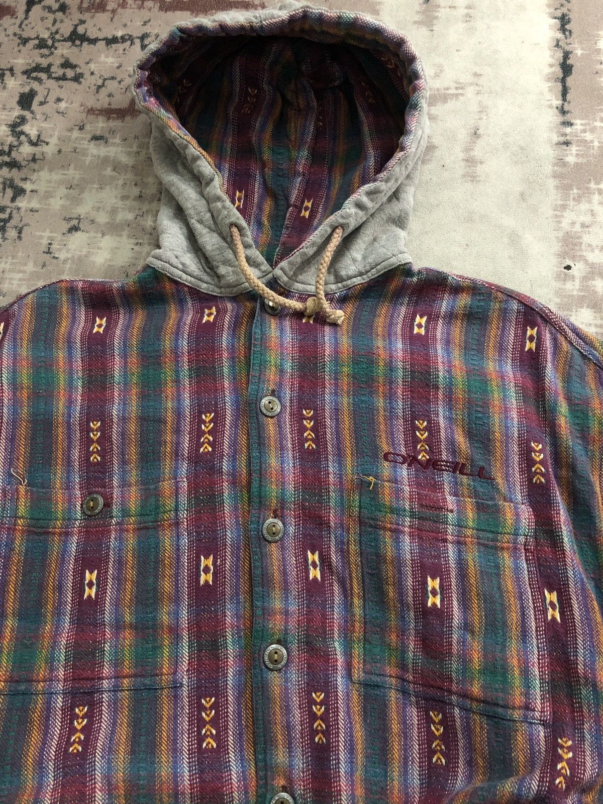 O'Neill × Vintage Vintage ONEILL Hoodie Button Heavy Shirt Size US L / EU 52-54 / 3 - 1 Thumbnail