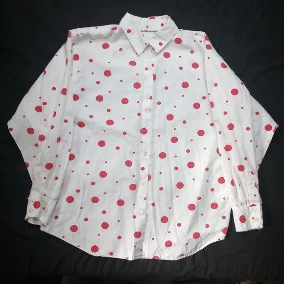 Vintage Vintage Red Polka Dots Button Shirt Size L / US 10 / IT 46 - 2 Thumbnail
