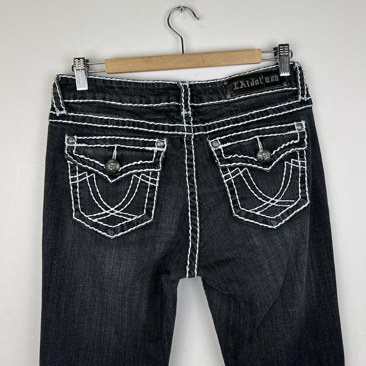 Designer La Idol Premium Black Flare Jeans with Unique Stitching Size 30" / US 8 / IT 44 - 3 Thumbnail