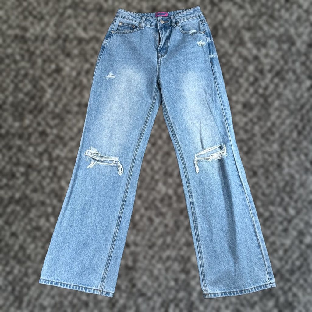 Vintage Edikted Jeans Womens M Medium Blue Mid Rise Wide-Leg Denim Size 32" / US 10 / IT 46 - 1 Thumbnail