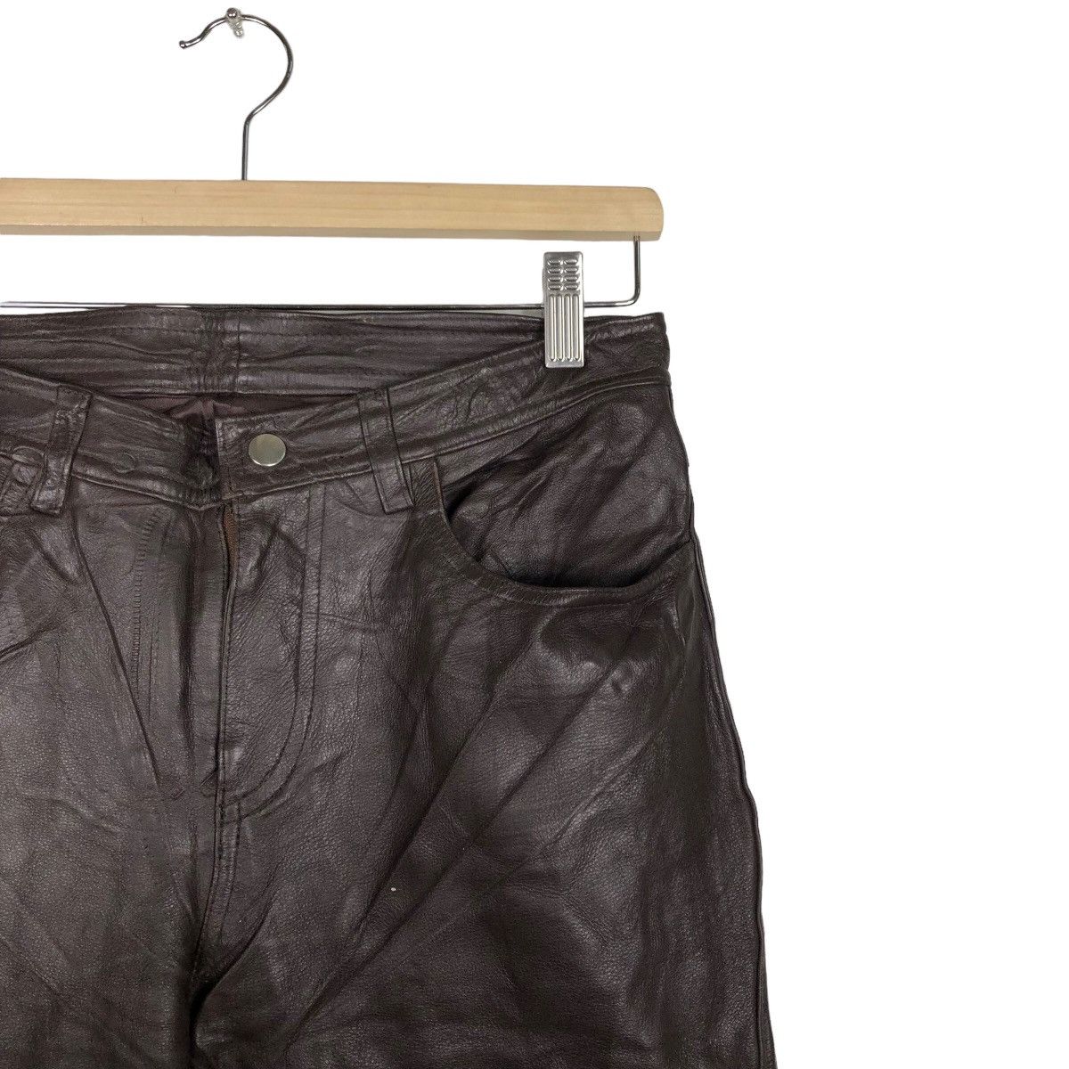 Genuine Leather 🔥Vintage Rich Brown Genuine Leather Pants Union Made Method Size US 28 / EU 44 - 5 Thumbnail