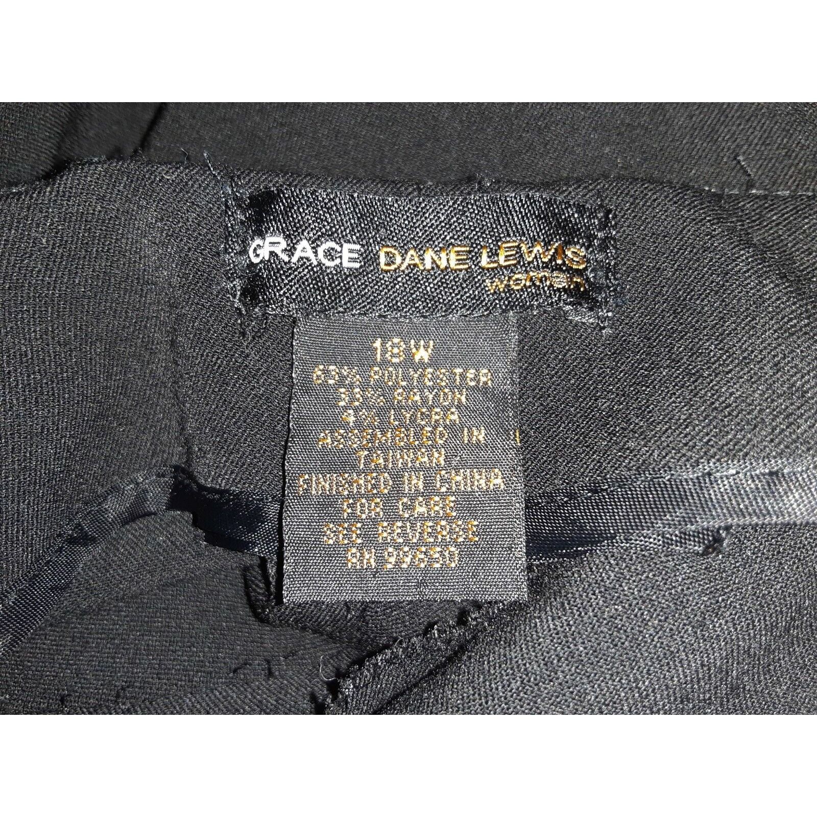 Designer Grace Dane Lewis Black White Stitching Dress Pants SZ18 Size 36" / US 14 / IT 50 - 3 Thumbnail