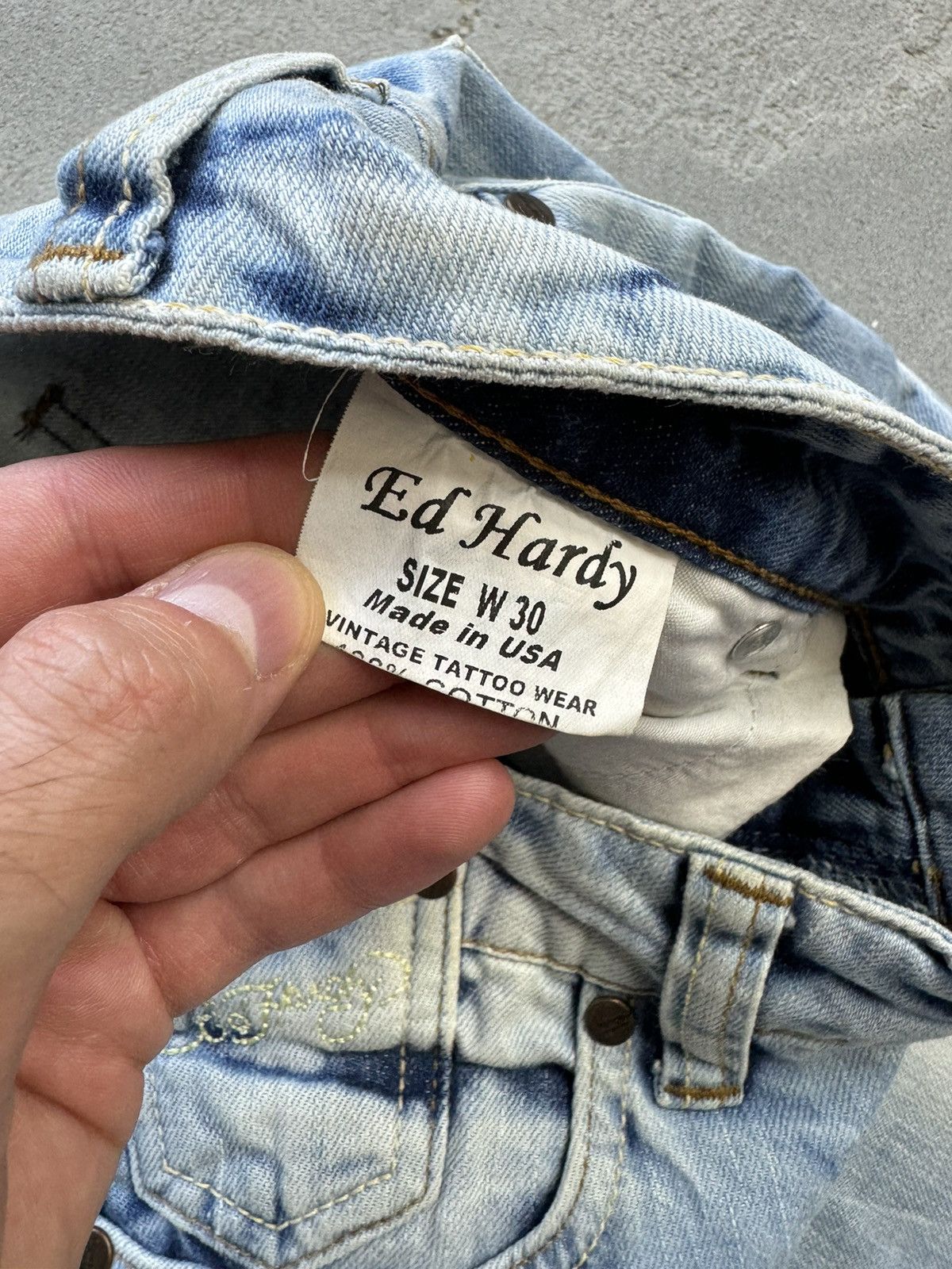 Ed Hardy VINTAGE Y2K BAGGY FADED BLUE ED HARDY DENIM JEANS Size US 30 / EU 46 - 6 Thumbnail