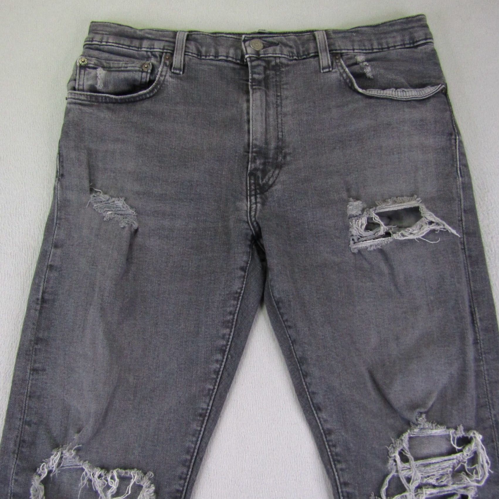 Levi's Levi's Jeans Mens 33x32 Gray Denim 502 Slim Tapered Distressed Flex Classic Outdoor Mens Size US 33 - 2 Thumbnail