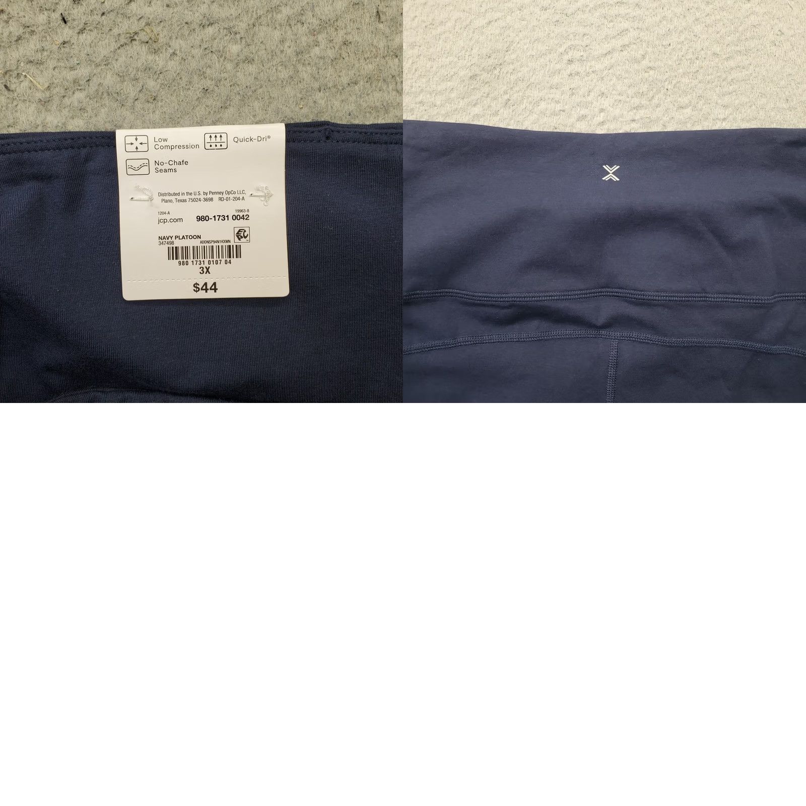 Vintage Xersion Womens 3X Ankle Leggings Navy Stretch Quick-Dry High Waist Size 40" / US 18 - 8 Thumbnail