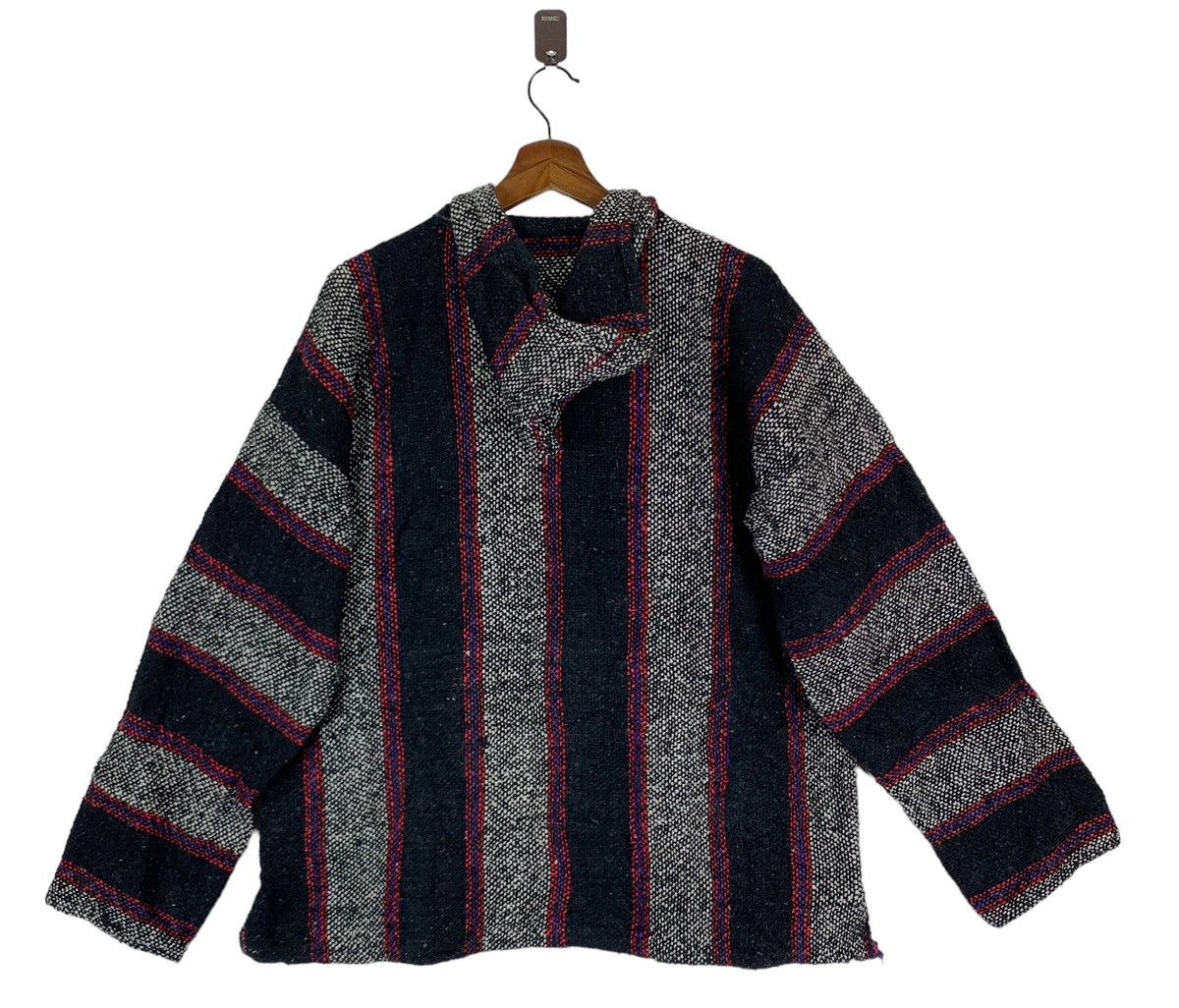 Aztech Mountain × Native × Vintage VINTAGE BAJA MEXICAN HOODIE KNIT SWEATER Size US L / EU 52-54 / 3 - 7 Thumbnail