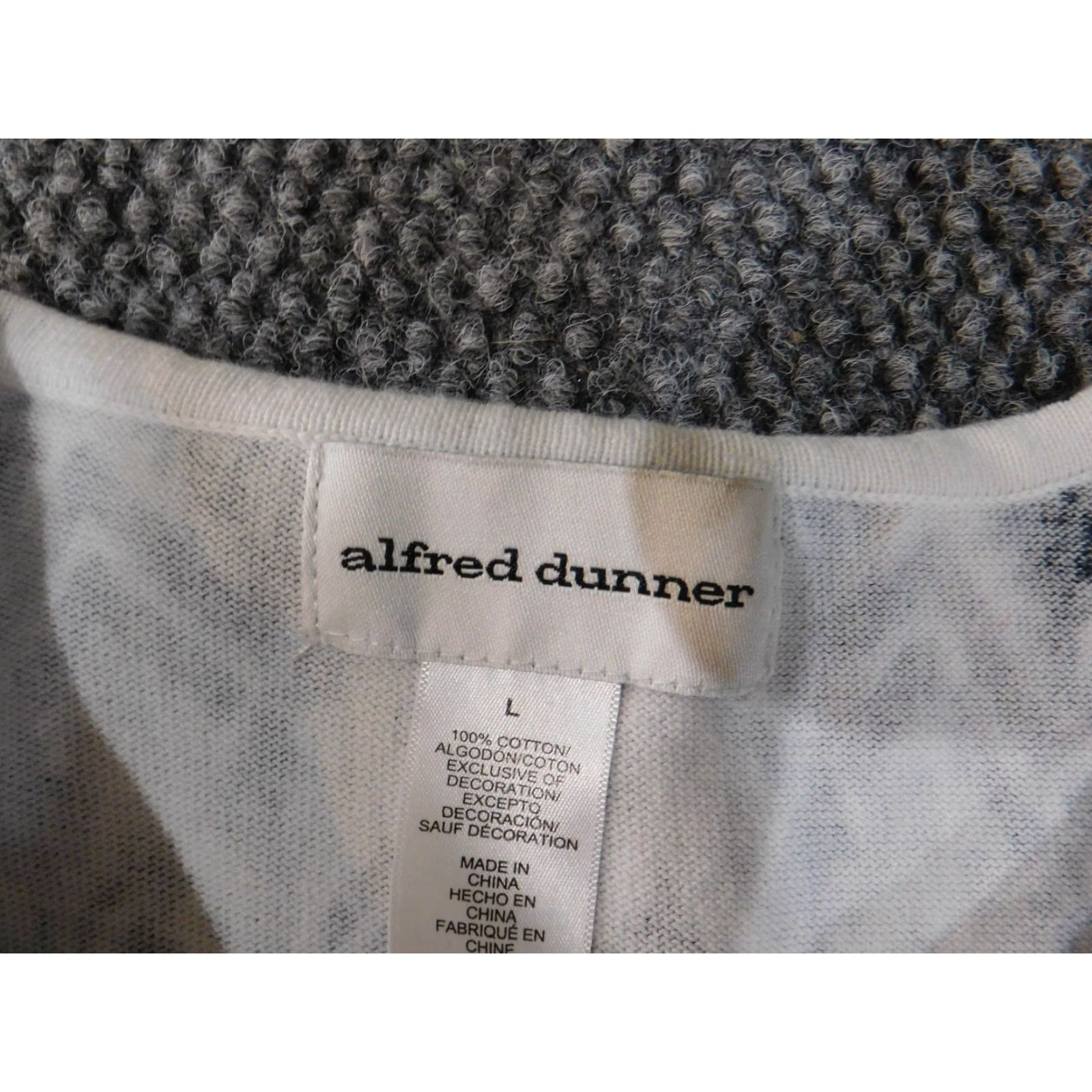 Vintage Alfred Dunner Sweater Shirt Womens Large Gray Striped Knit Crew Neck Pullover Cotton Knit Regular Modern Everyday Casual Size L / US 10 / IT 46 - 5 Thumbnail