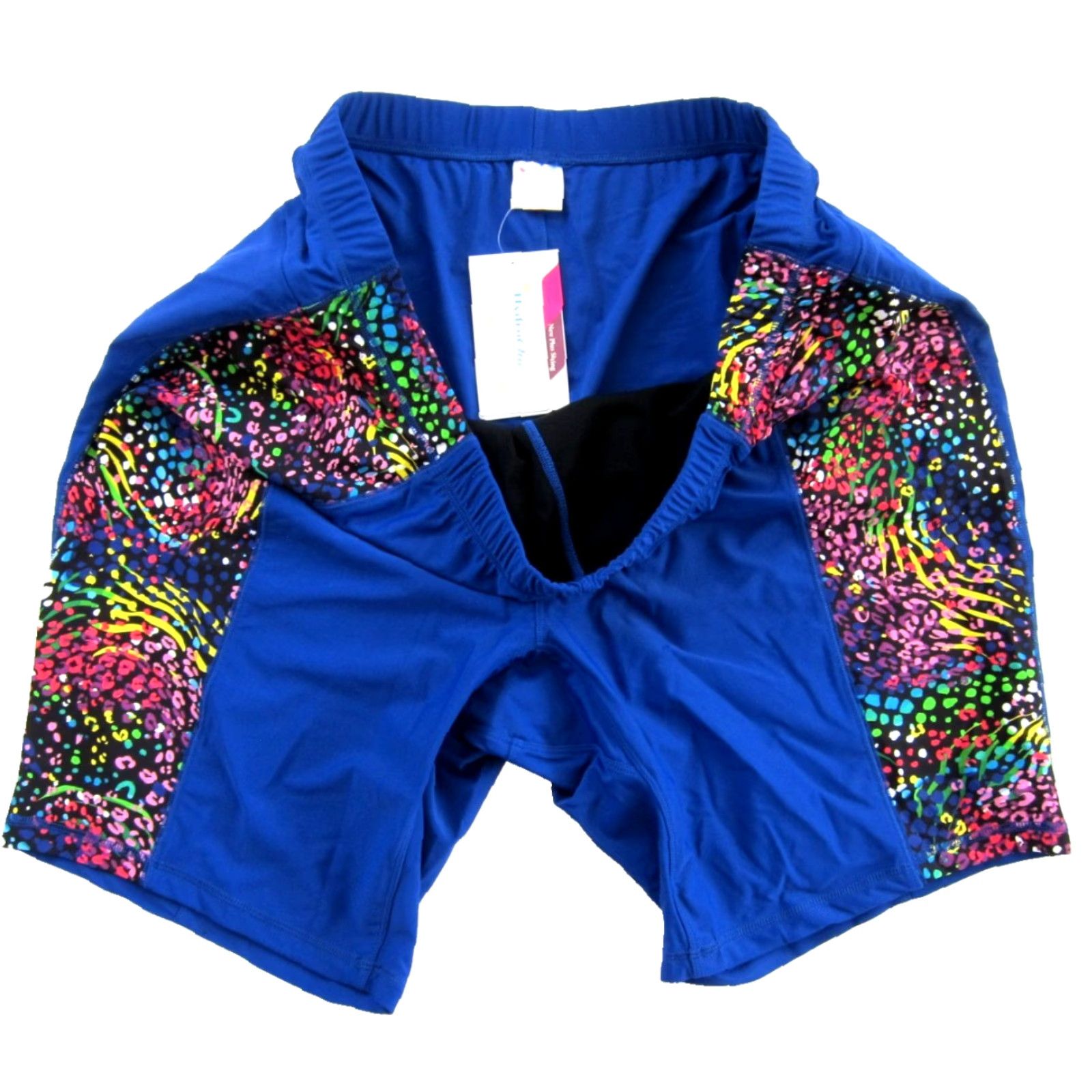 Vintage HydroChic Bermuda Short Women 3X Navy Blue Tiger UV Active Wear Stretch Zip Pockets Navy 3X Womens Size 40" / US 18 - 4 Thumbnail