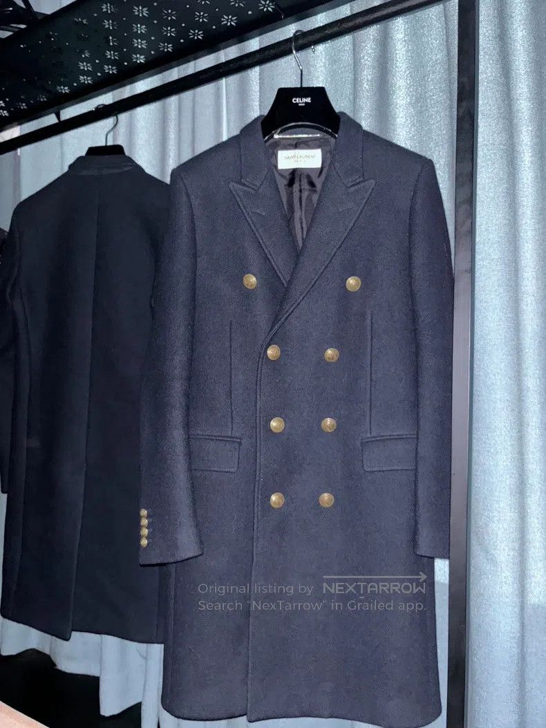 Saint Laurent Paris Saint Laurent Paris Gold Button Navy Coat Size US S / EU 44-46 / 1 - 1 Thumbnail