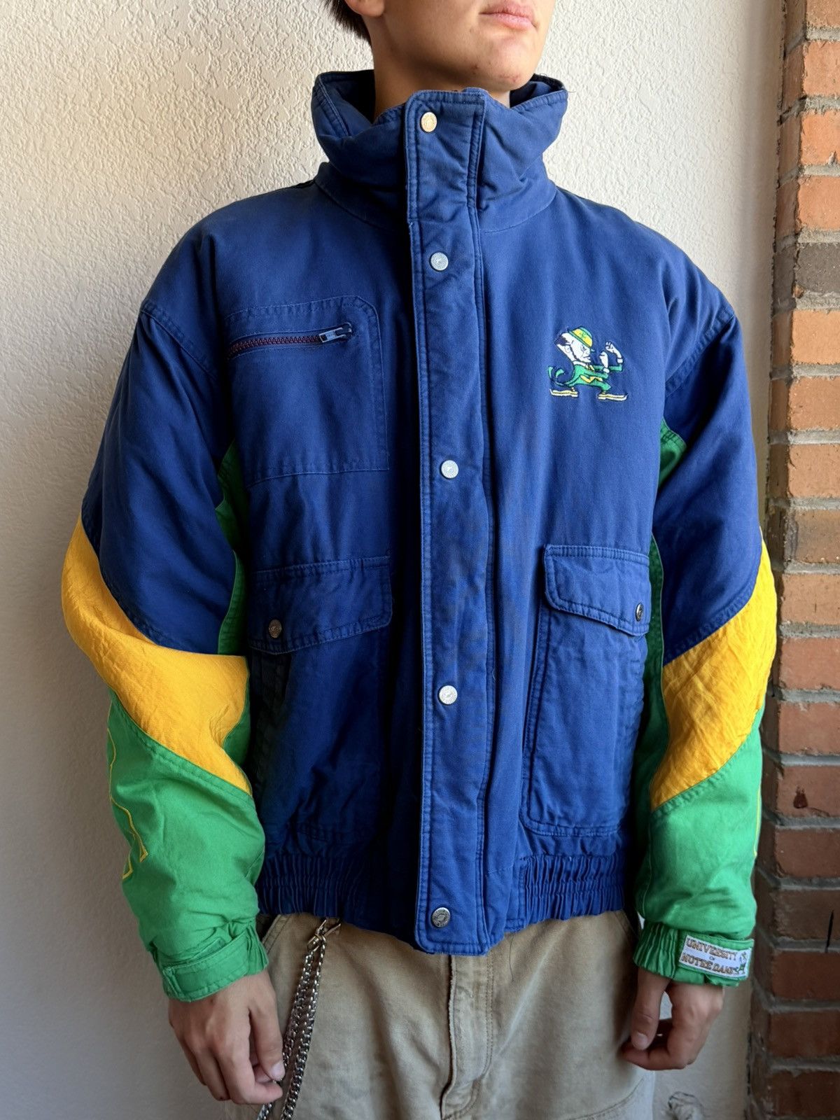 Vintage Noter Dame Heavy Zip Up Bomber Size US XL / EU 56 / 4 - 1 Thumbnail