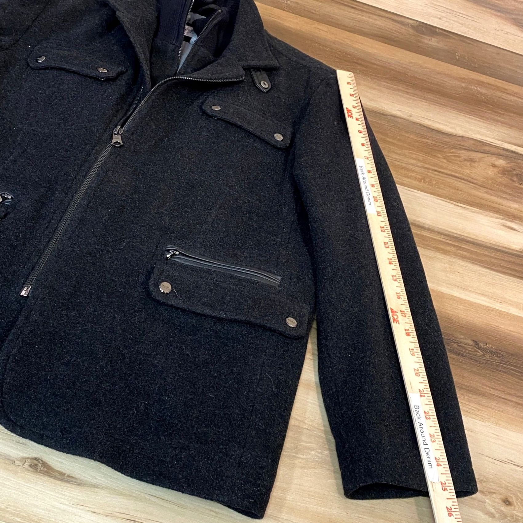 Vintage Marc New York Andrew Marc Mens Wool Blend Field Jacket Medium Charcoal Grey Jacket- Coat Military, Business, Casual, Workwear Mens Size US M / EU 48-50 / 2 - 6 Thumbnail